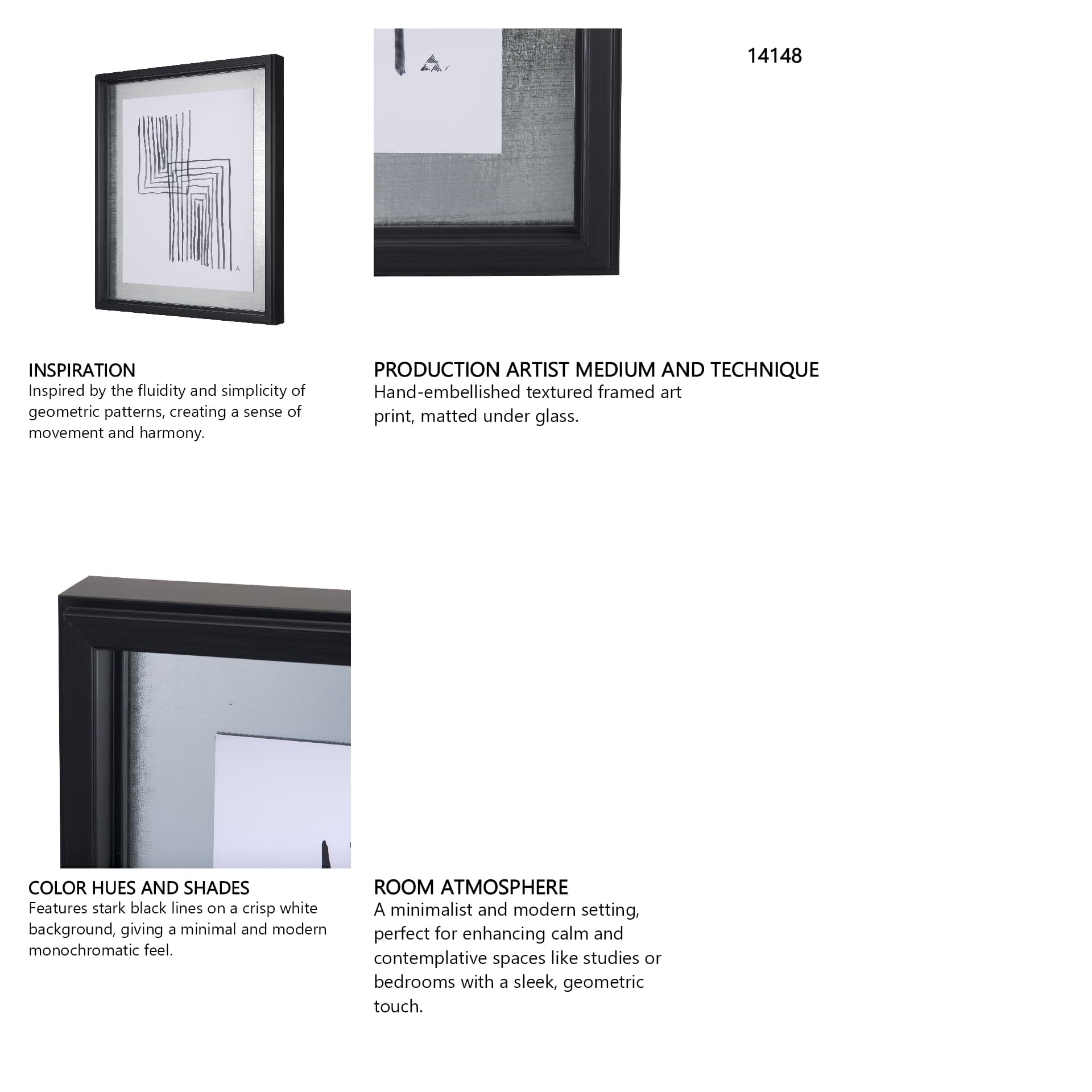 Lines II by Mercana Studio a Hand Embellished Textured Framed Art Print Matted under Glass — in a styled room