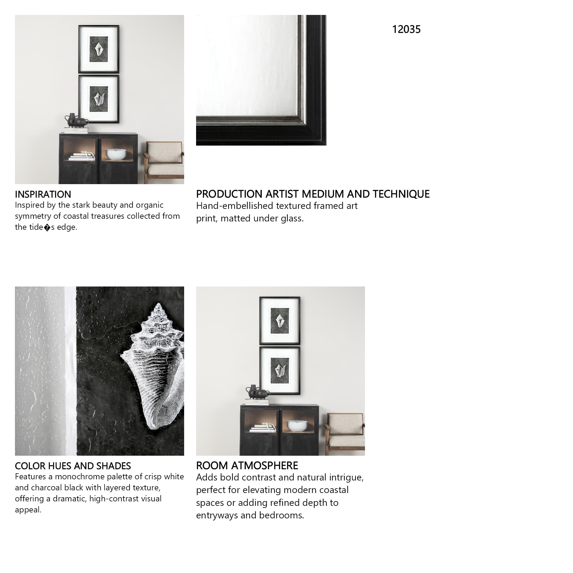 Dark Coastal I by Mercana Studio a Hand Embellished Textured Framed Art Print Matted under Glass — in a styled room