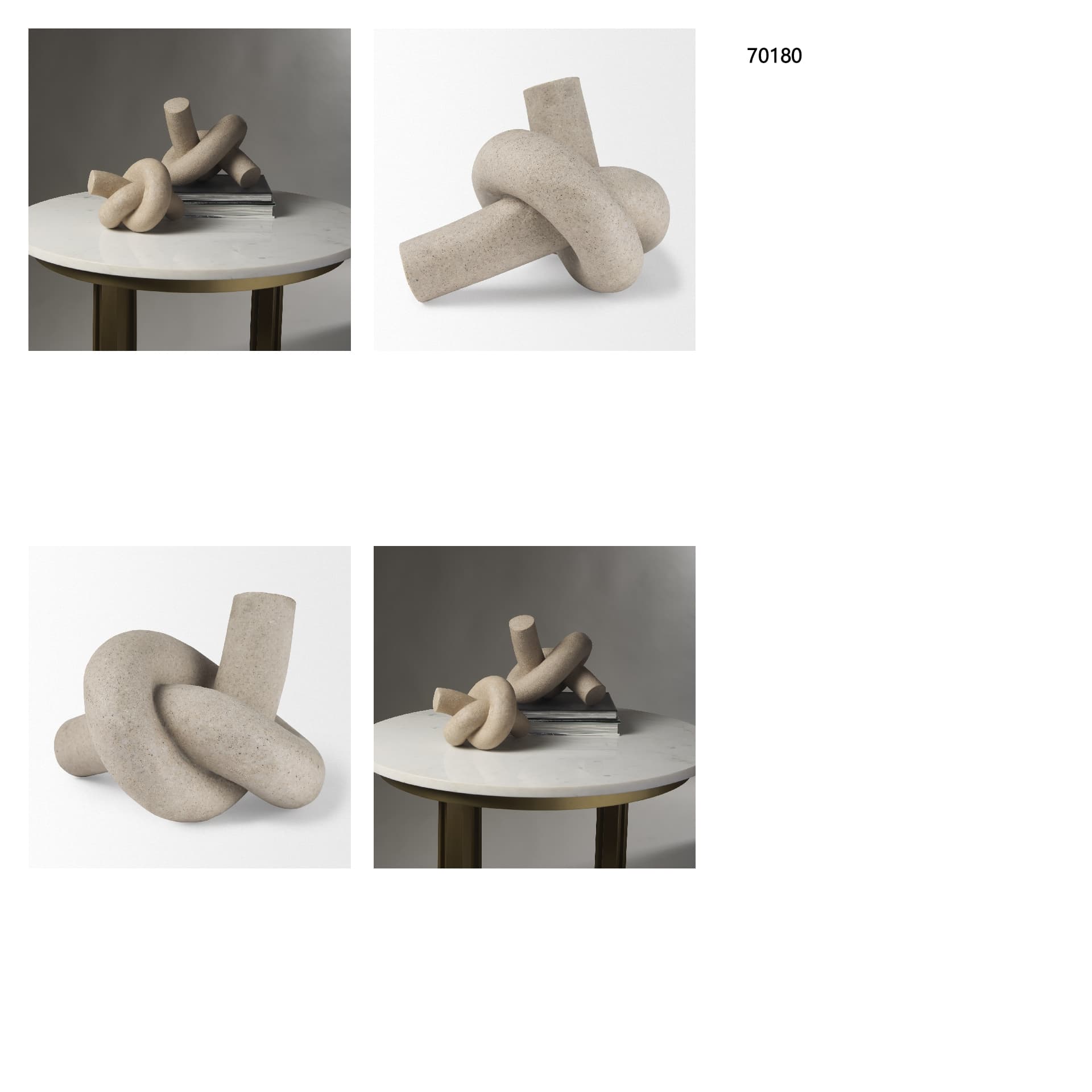 Otto Sandstone Resin Large Knot Sculpture Decorative Object — in a styled room