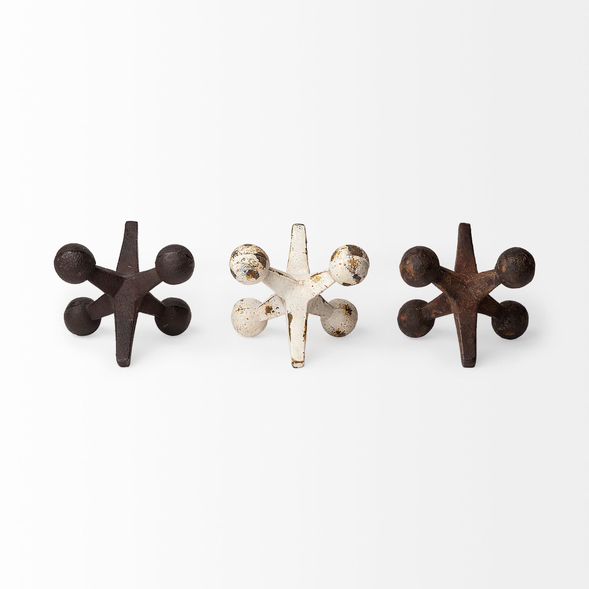 Jax Set of 3 8L x 7W Cast Iron Metal Jacks — product photograph