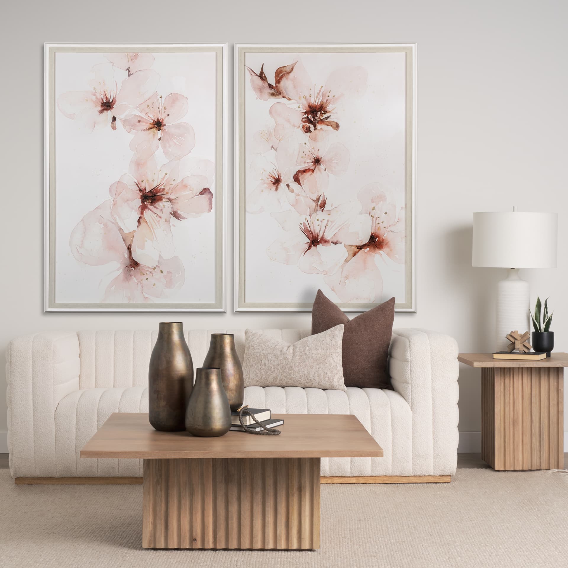 Watercolor Blossoms III by PI Studio a Hand Embellished Textured Framed Art Print Matted under Glass — in a styled room