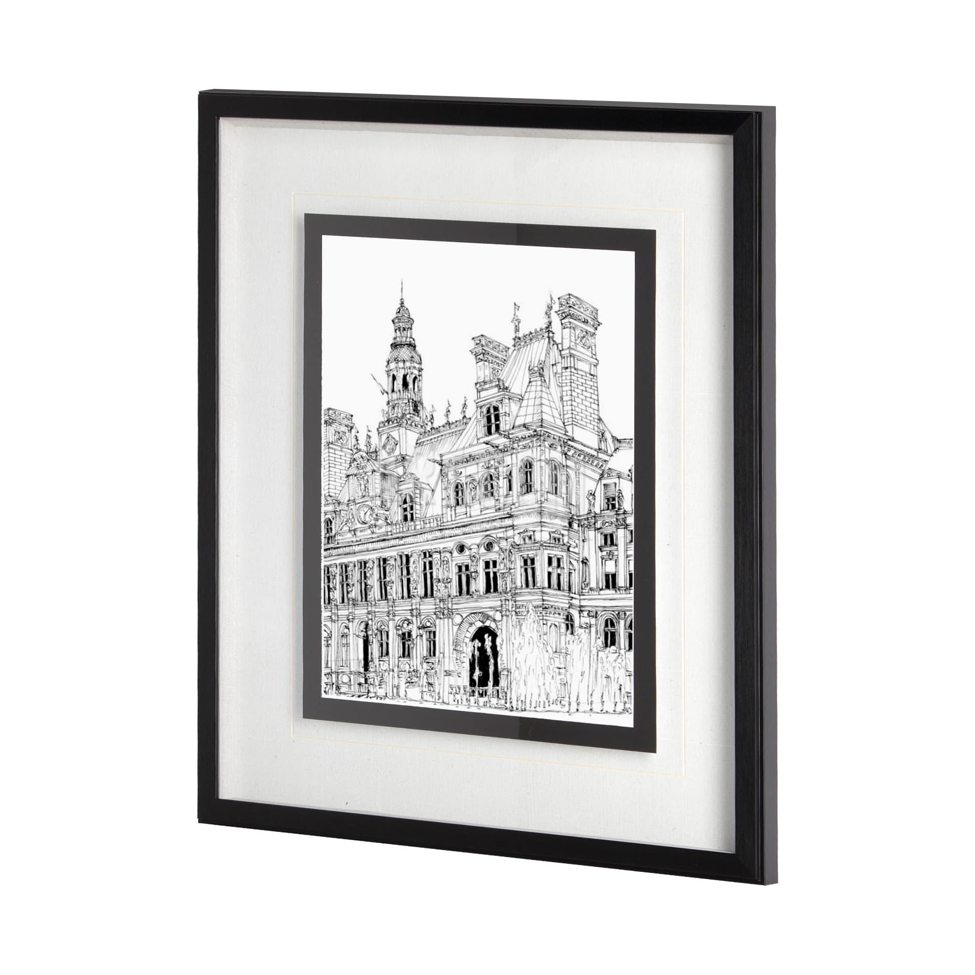 B&W City Scene VIII by Melissa Wang a Hand Embellished Textured Framed Art Print Matted under Glass — product photograph
