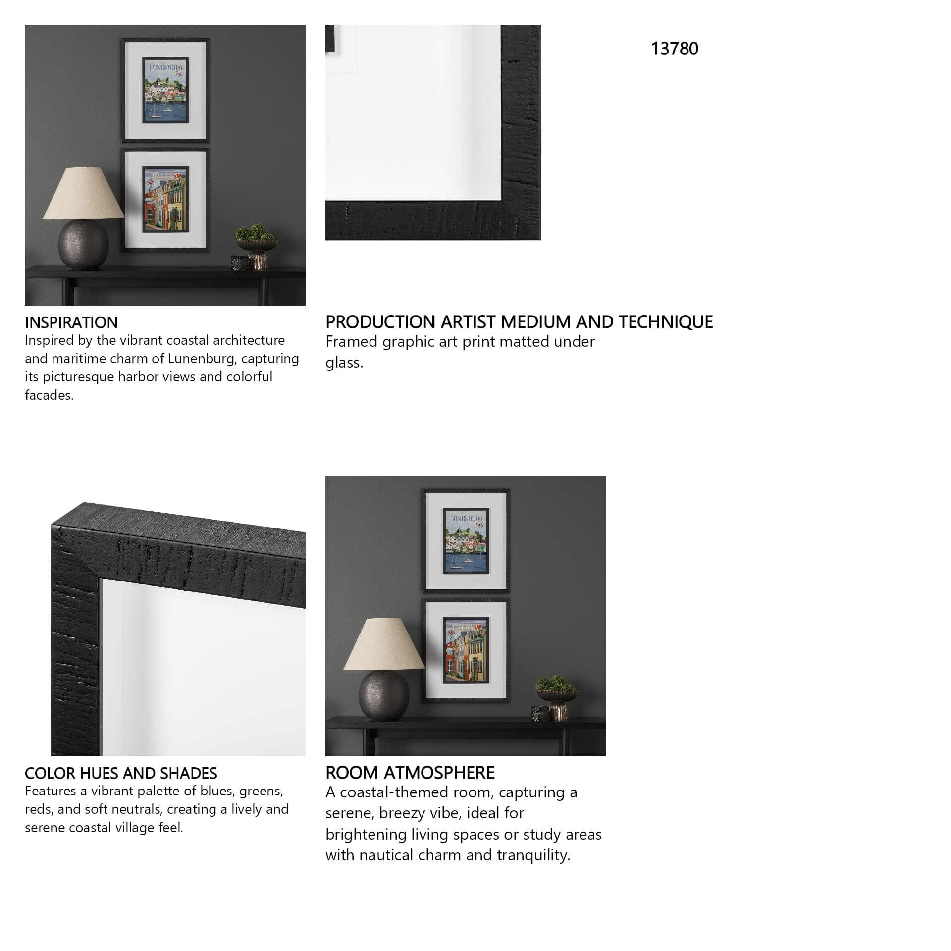 Lunenburg Go Canada (M) by Mercana Studio a Framed Art Print Matted under Glass — in a styled room
