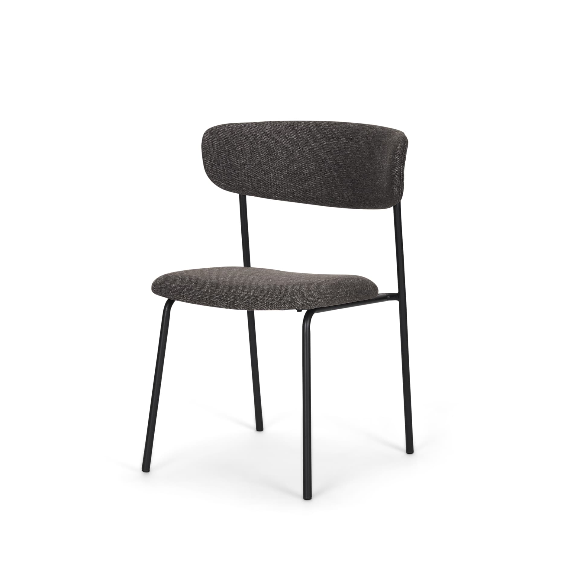 Corey Contoured Back Dining Side Chair | Gray Fabric w/ Metal — product photograph