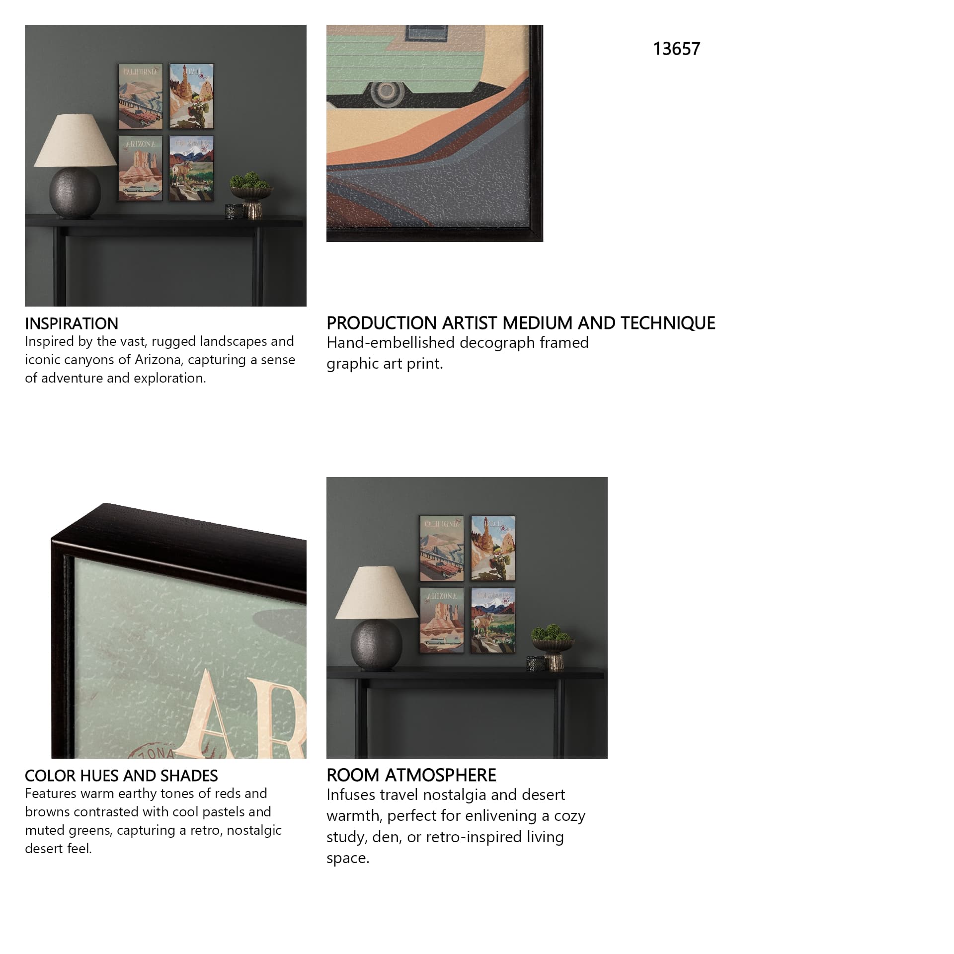 Arizona Go USA (SM) by Mercana Studio a Hand Embellished Decograph Framed Art Print — in a styled room