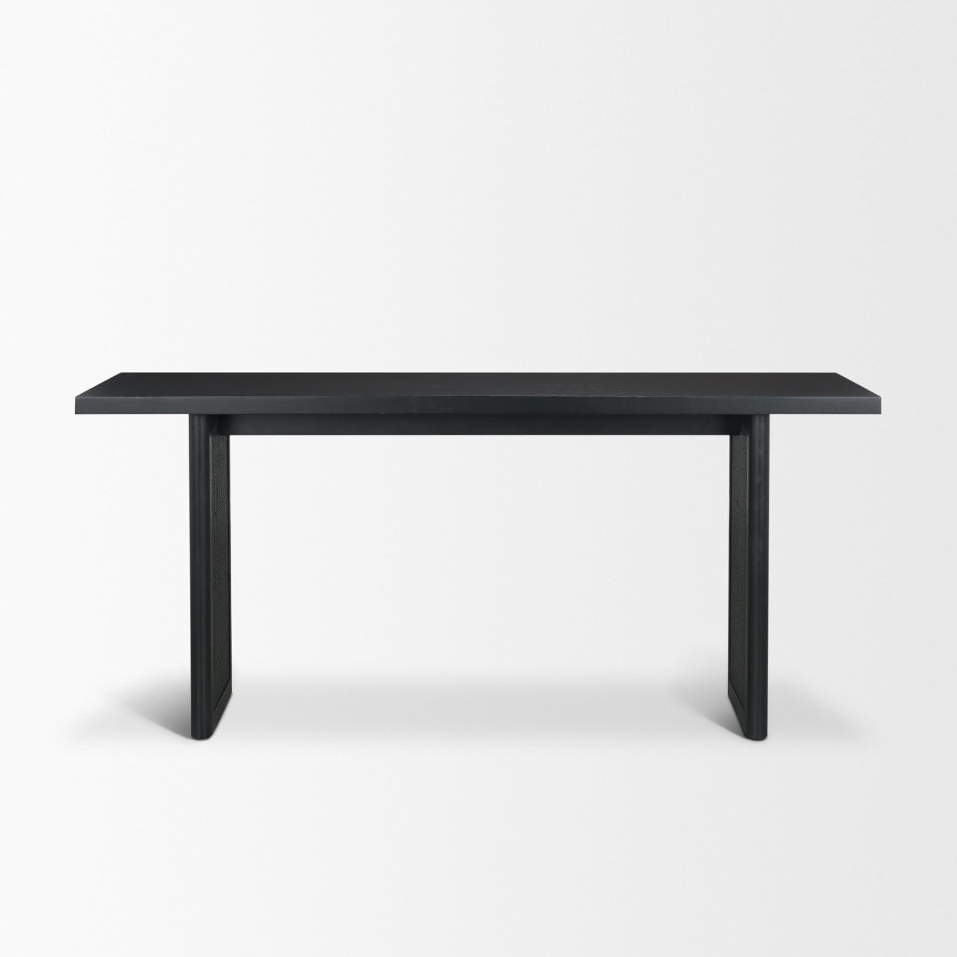 Grier 65" Black Wood w/ Black Cane Console Table — product photograph