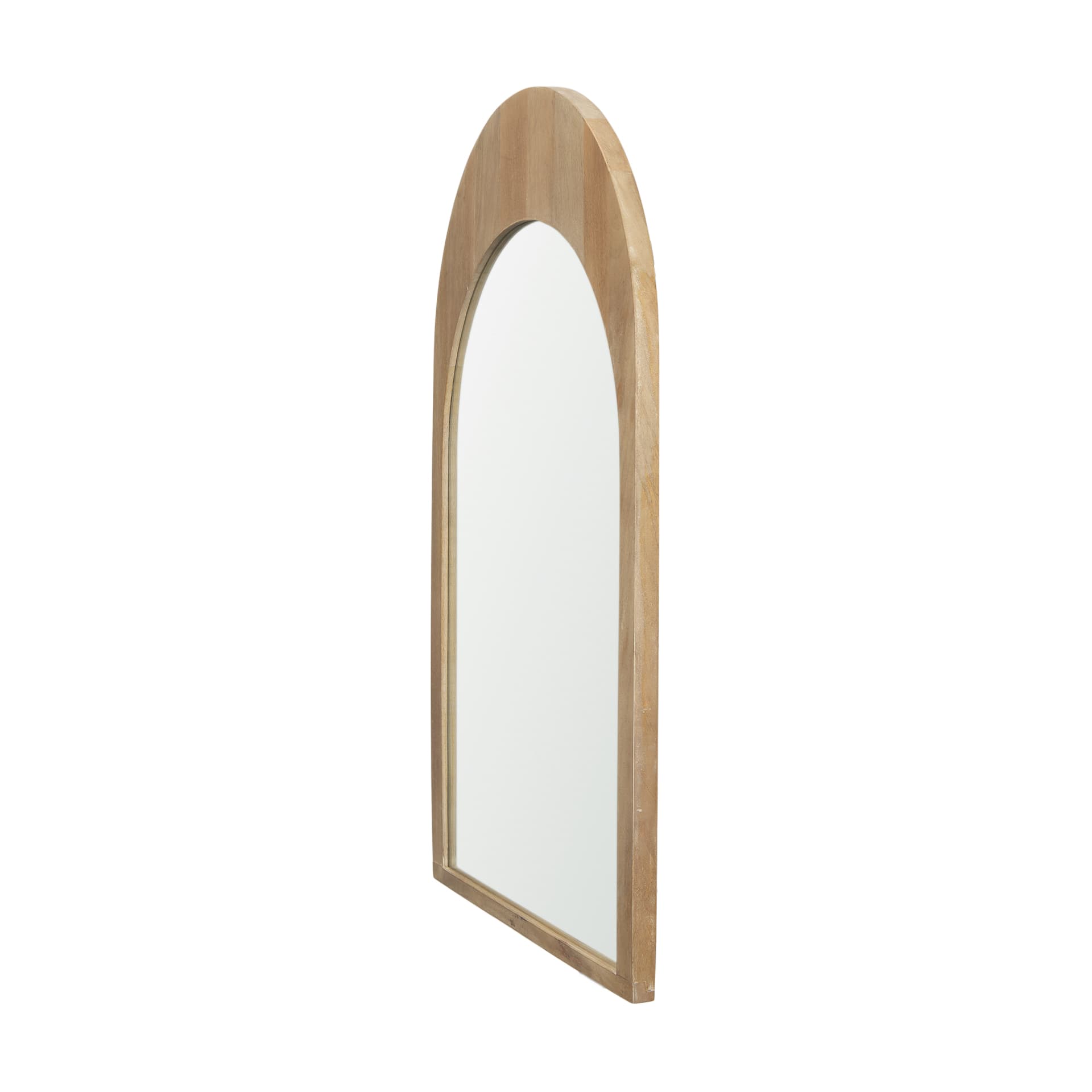 Celeste Light Brown Wood Arched Mirror — product photograph