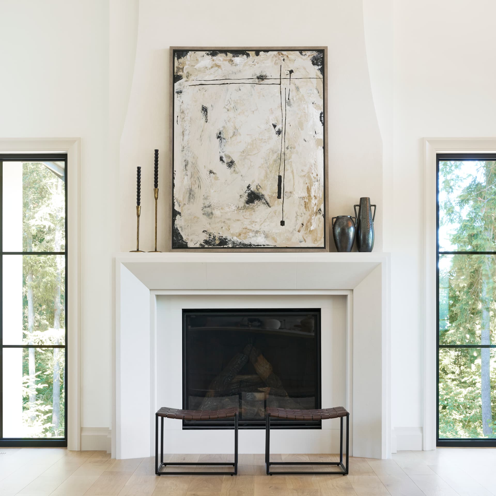 Clay II by Mercana Studio a Hand Embellished Textured Framed Canvas — in a styled room