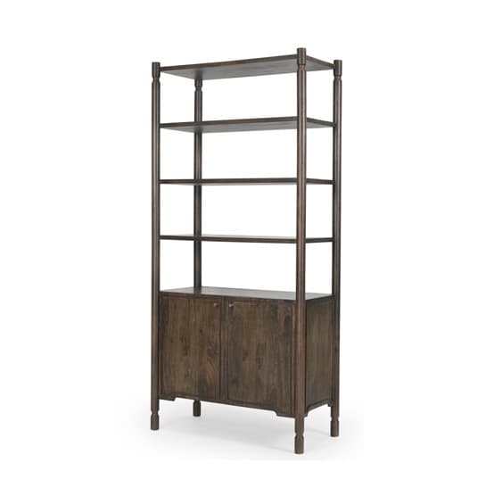 Phil Dark Brown Wood 2 Door 3 Shelves Open Shelving Unit — product photograph