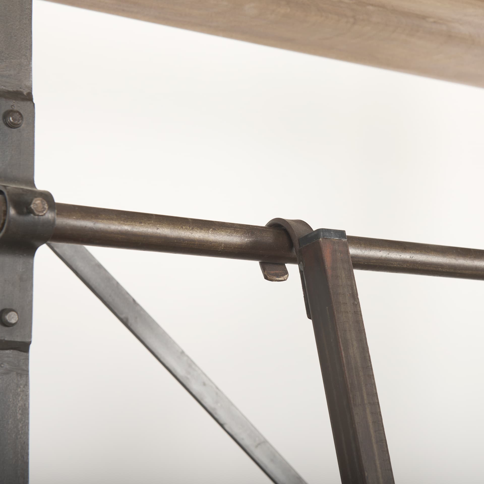 Brodie II Medium Brown Wood Black Ladder Four Shelf Shelving Unit 57L x 20.5W x94H — product photograph