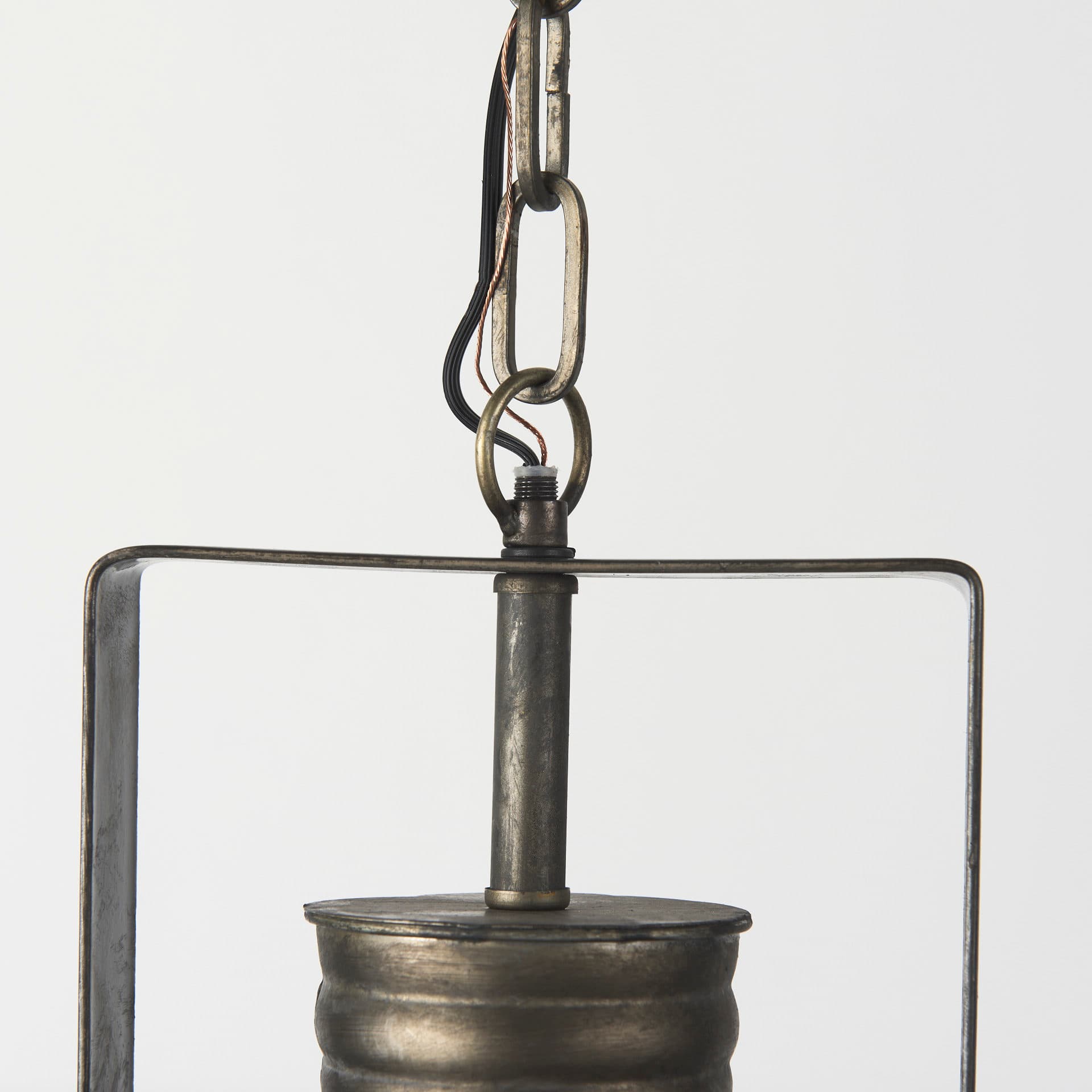 Zaio 12.5Lx 12.5W x 18.5H Weathered Antique Gold Metal Caged Bulb Pendant Light — product photograph