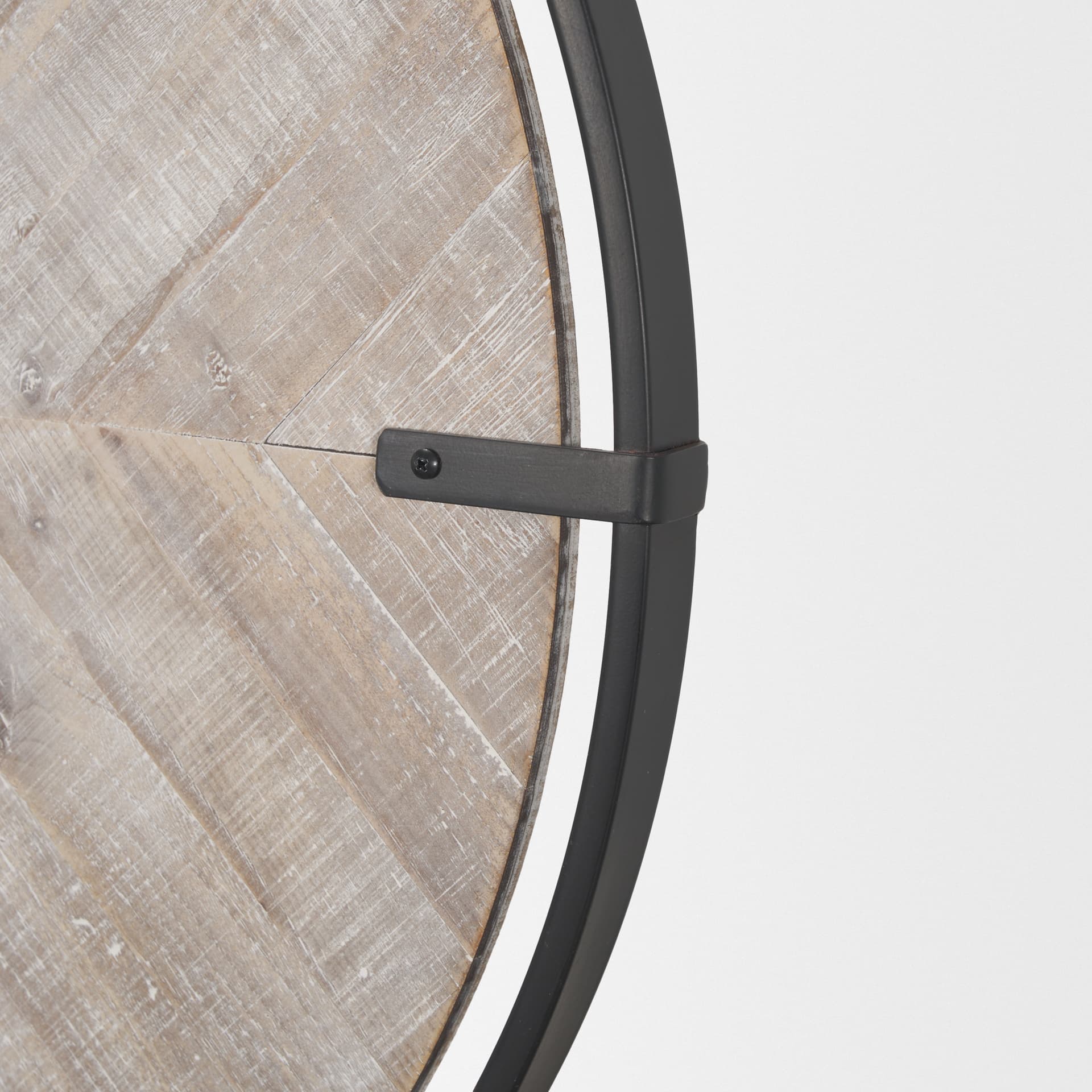 Rani Matte Black Metal w/ Wood Wall Clock — product photograph