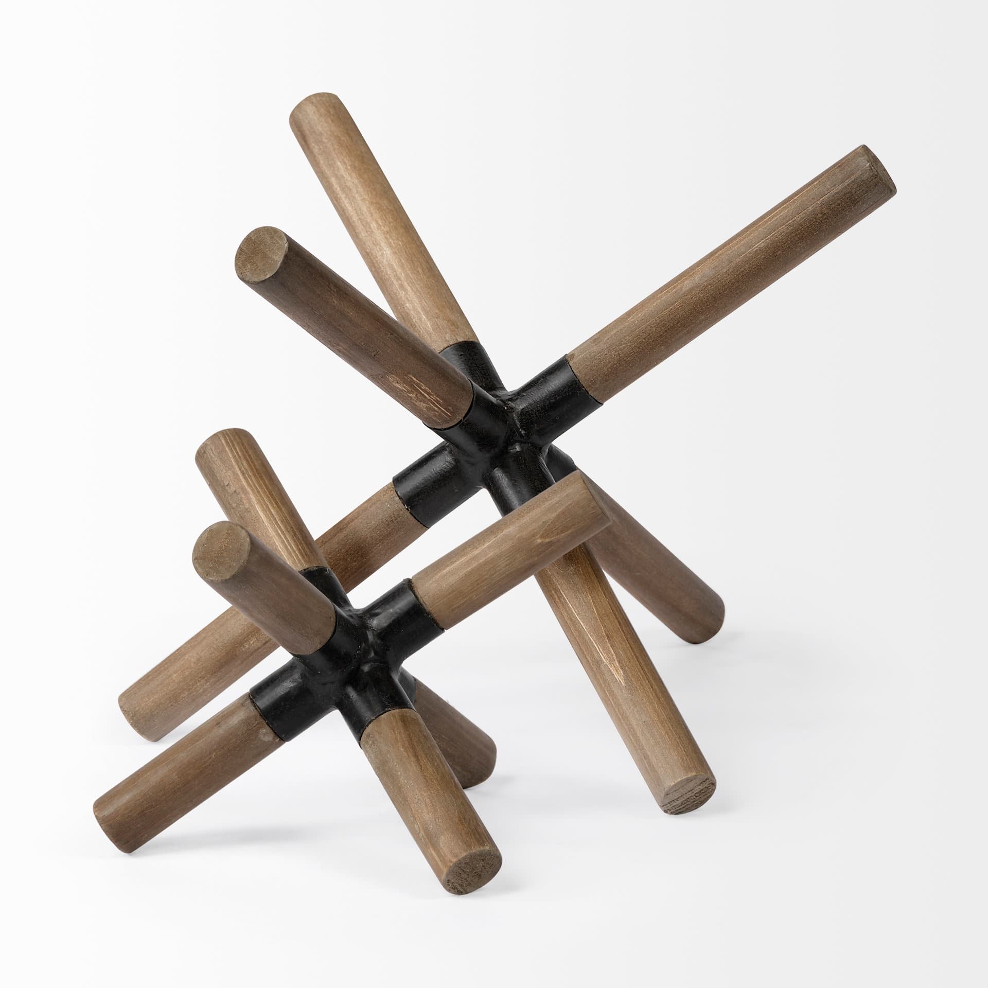 Stuhrling II (Large) 9L x 9W Brown Wood W/ Black Metal Jack — product photograph