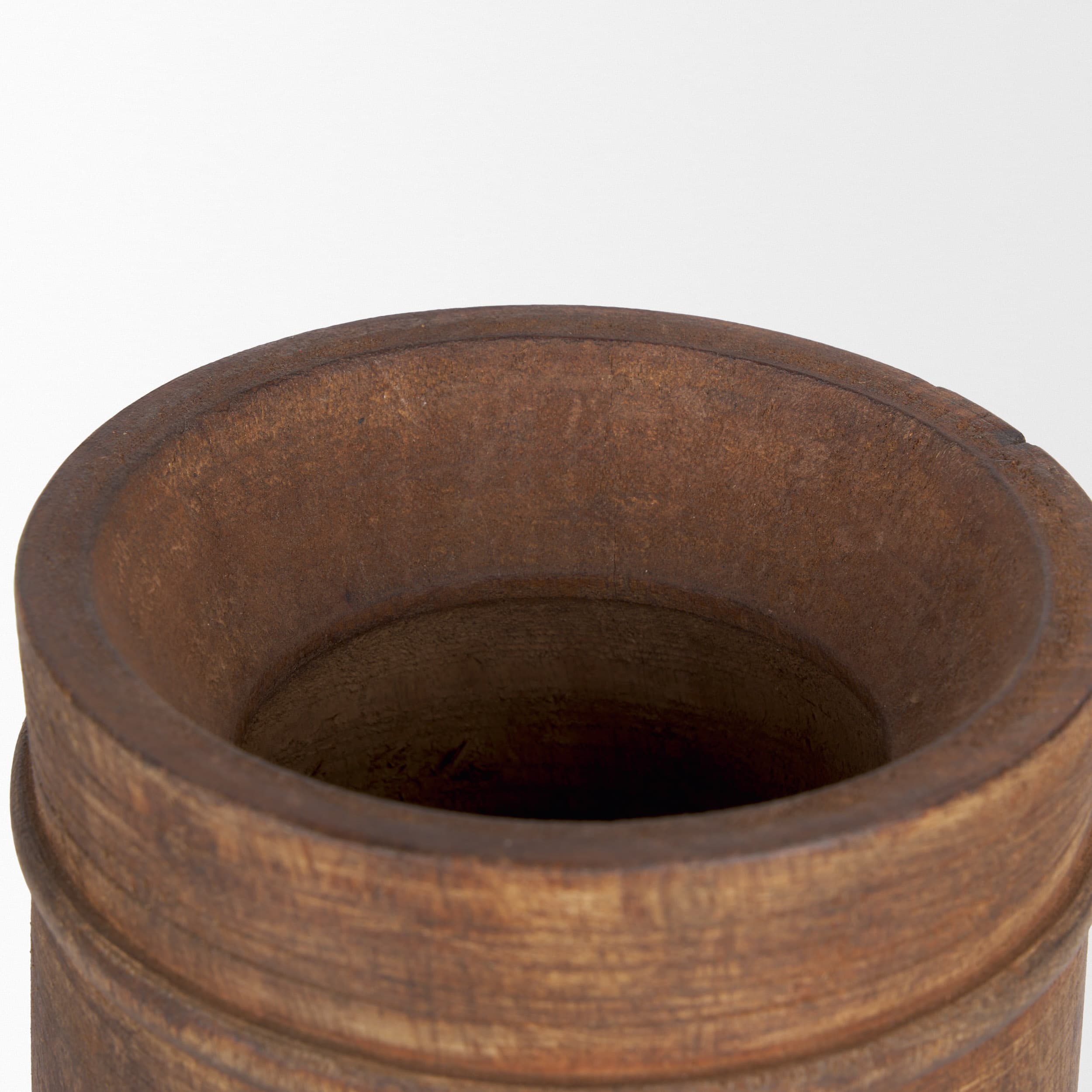 Porta Large Medium Brown Reclaimed Wooden Pot — product photograph