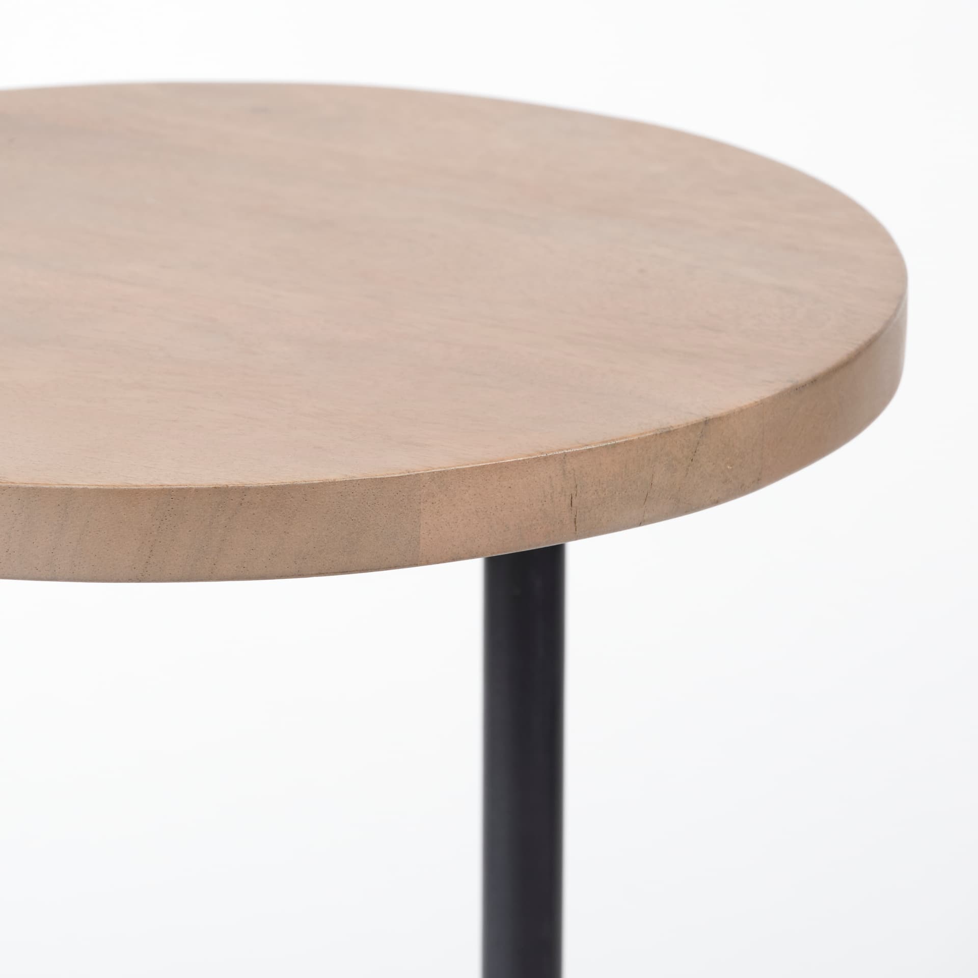 Ballatine 15L x 15W x 27H Brown Wood Round Top w/ Black Metal Base Accent Table — product photograph