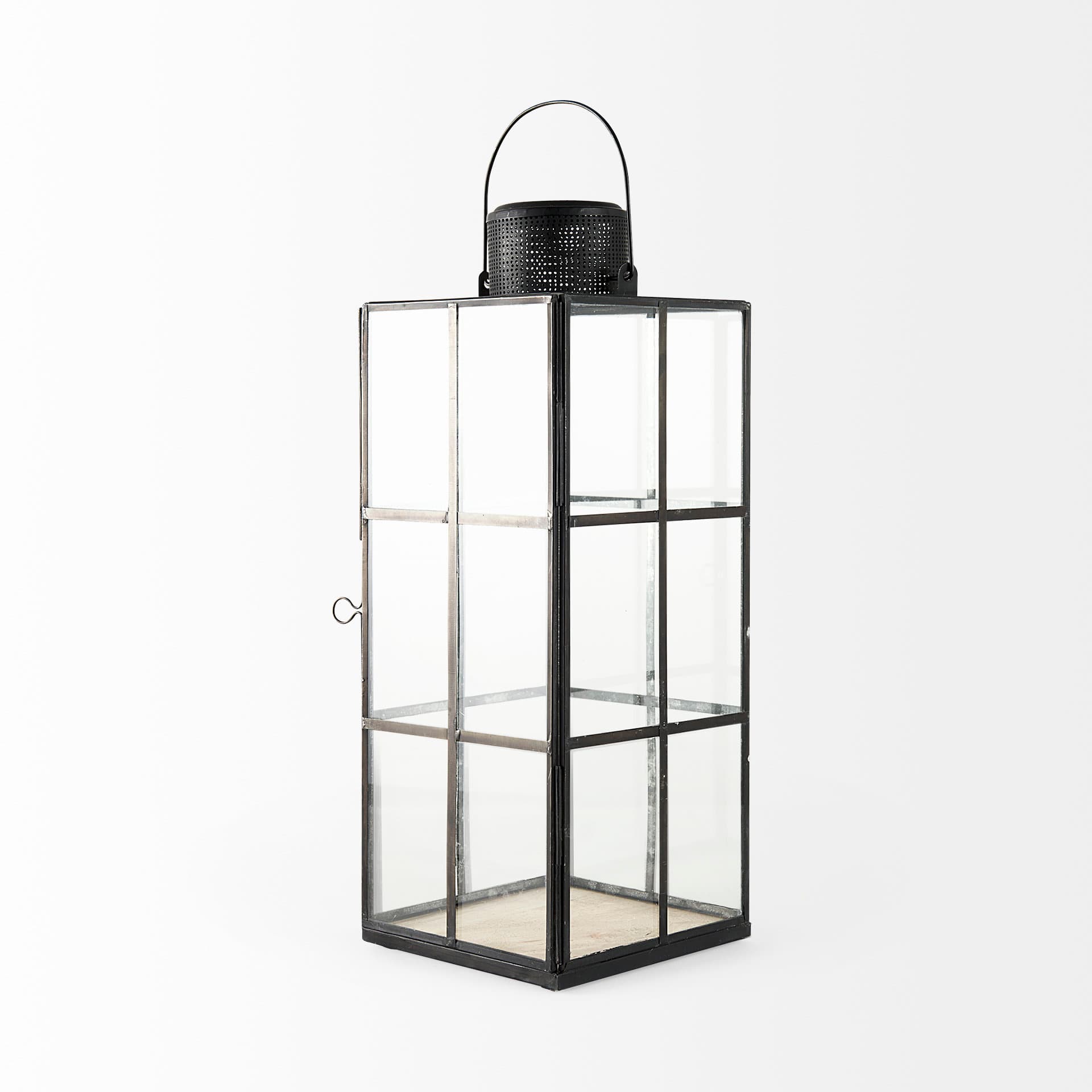 Gamfield 6.1L x 6.1W x 16.7H Large Black Metal and Glass Lantern — product photograph