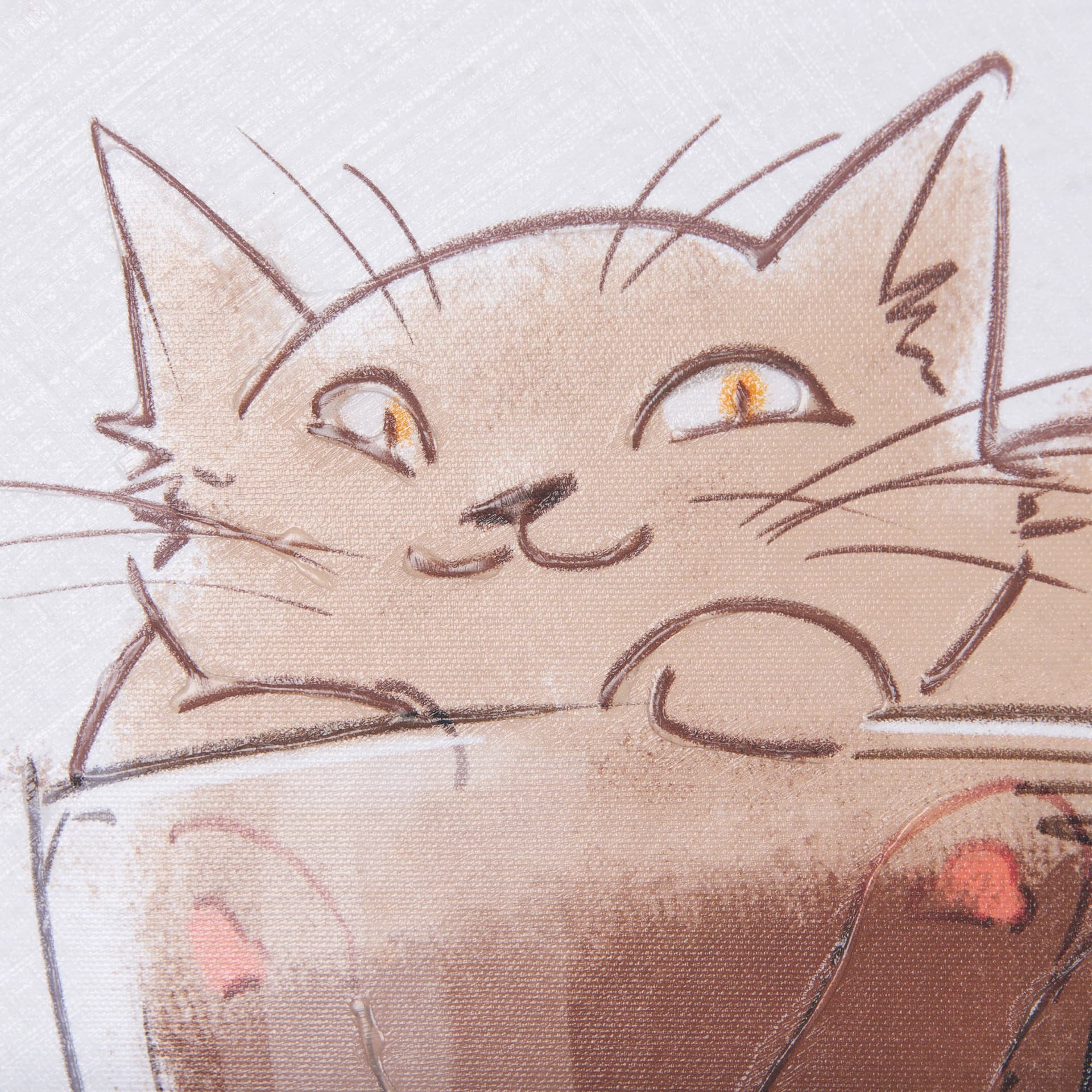 Coffee Cat II by Mercana Studio a Hand Embellished Textured Canvas — product photograph