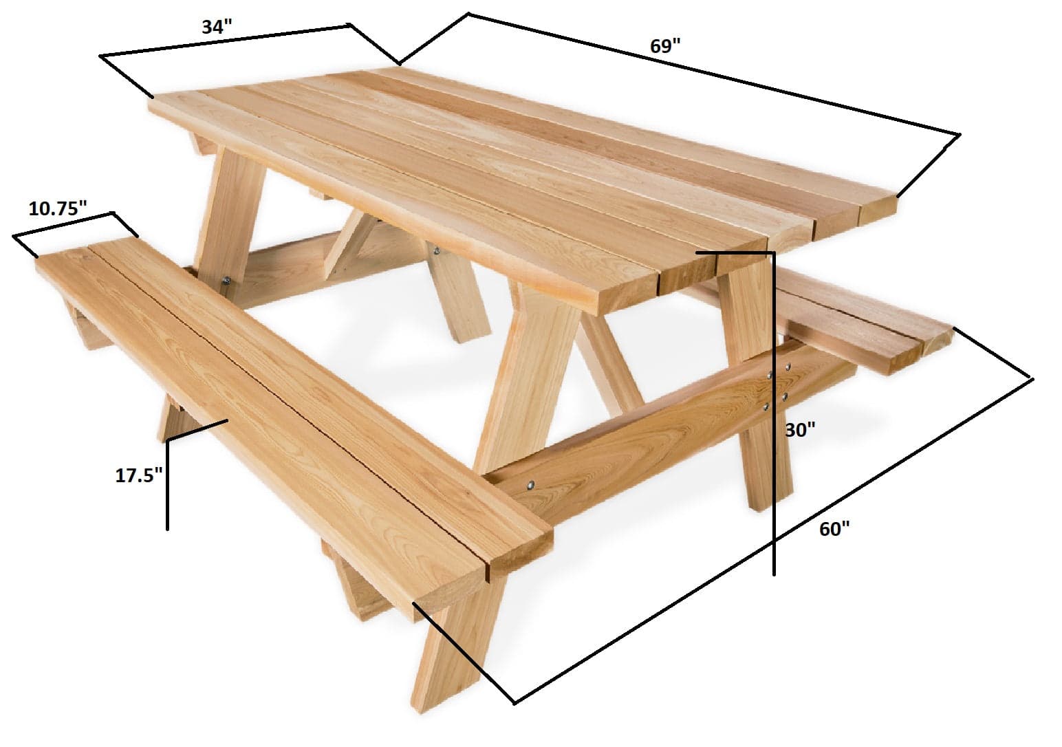 6-Ft Cedar Picnic Table — product photograph