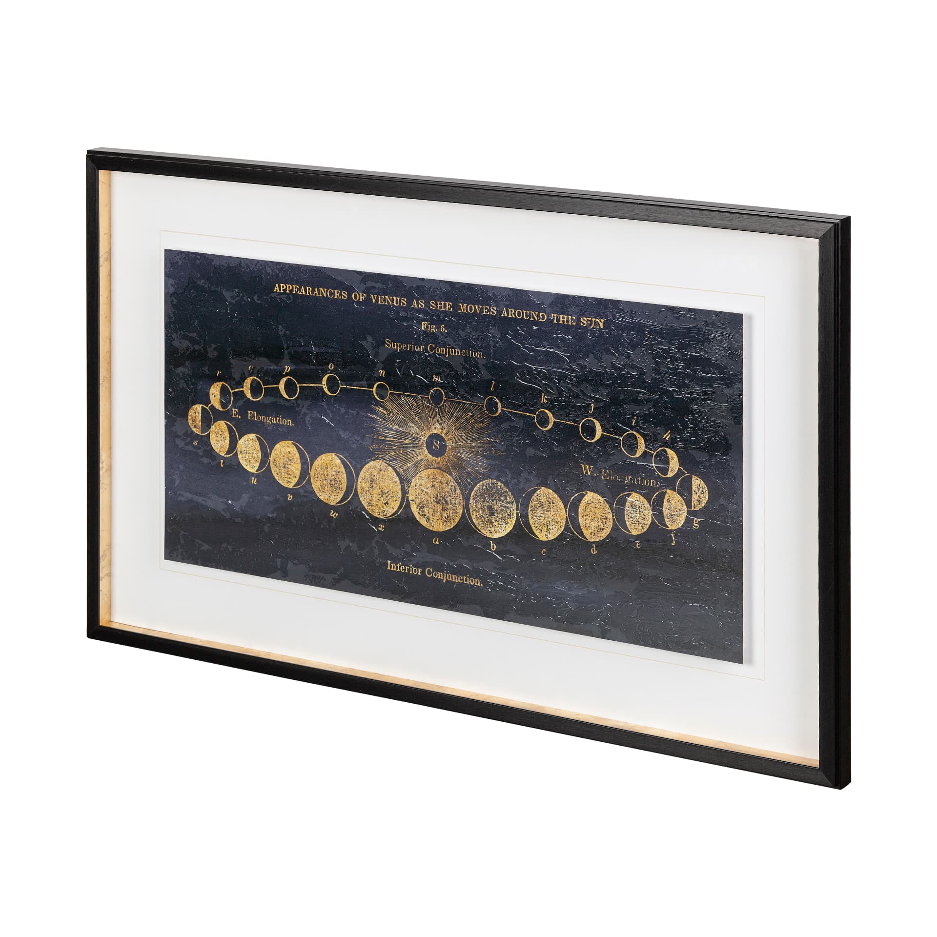 Geography of the Heavens II Blue Gold Hand Embellished Framed Art Print Matted under Glass — product photograph