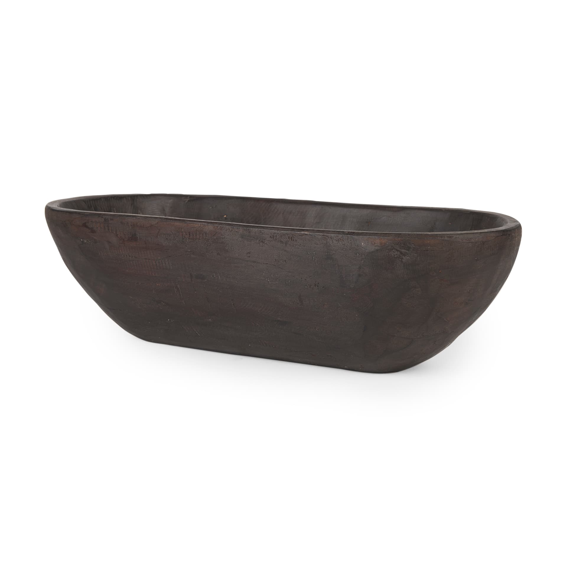 Athena Extra Large Oblong Black-Brown Reclaimed Wood Bowl — product photograph
