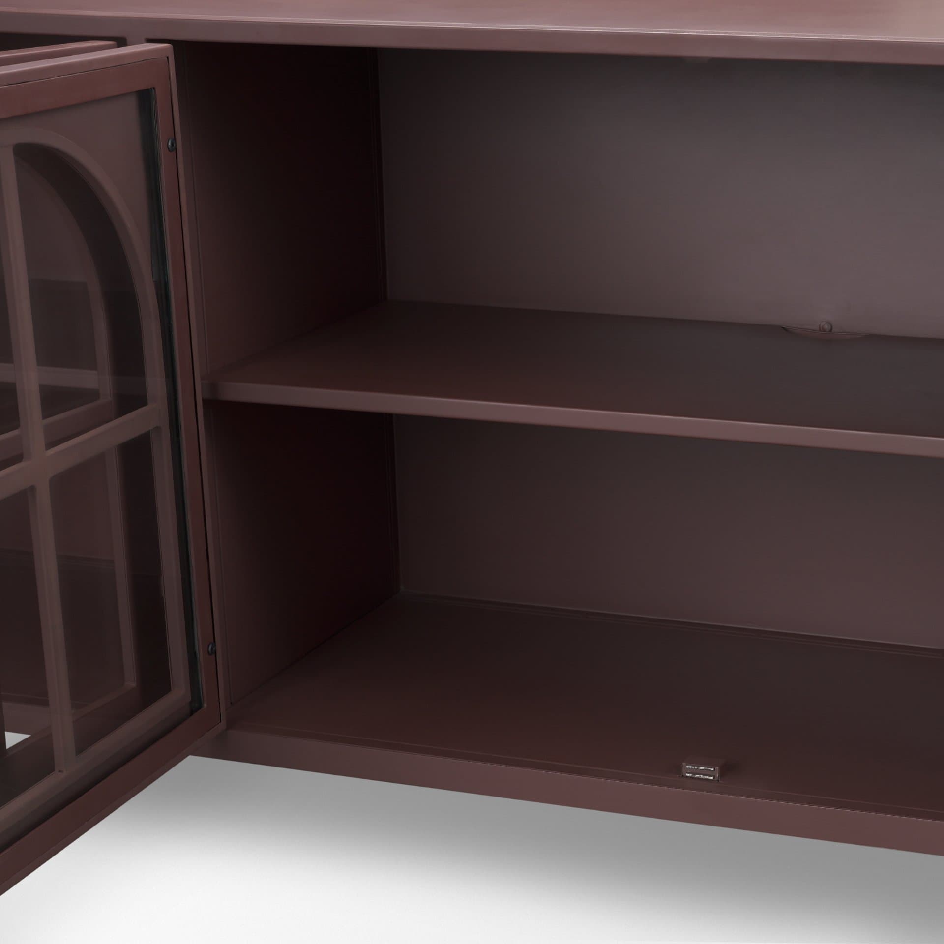 Rousseau 4 Door Closed Sideboard | Arched Glass | Burgundy Metal — product photograph