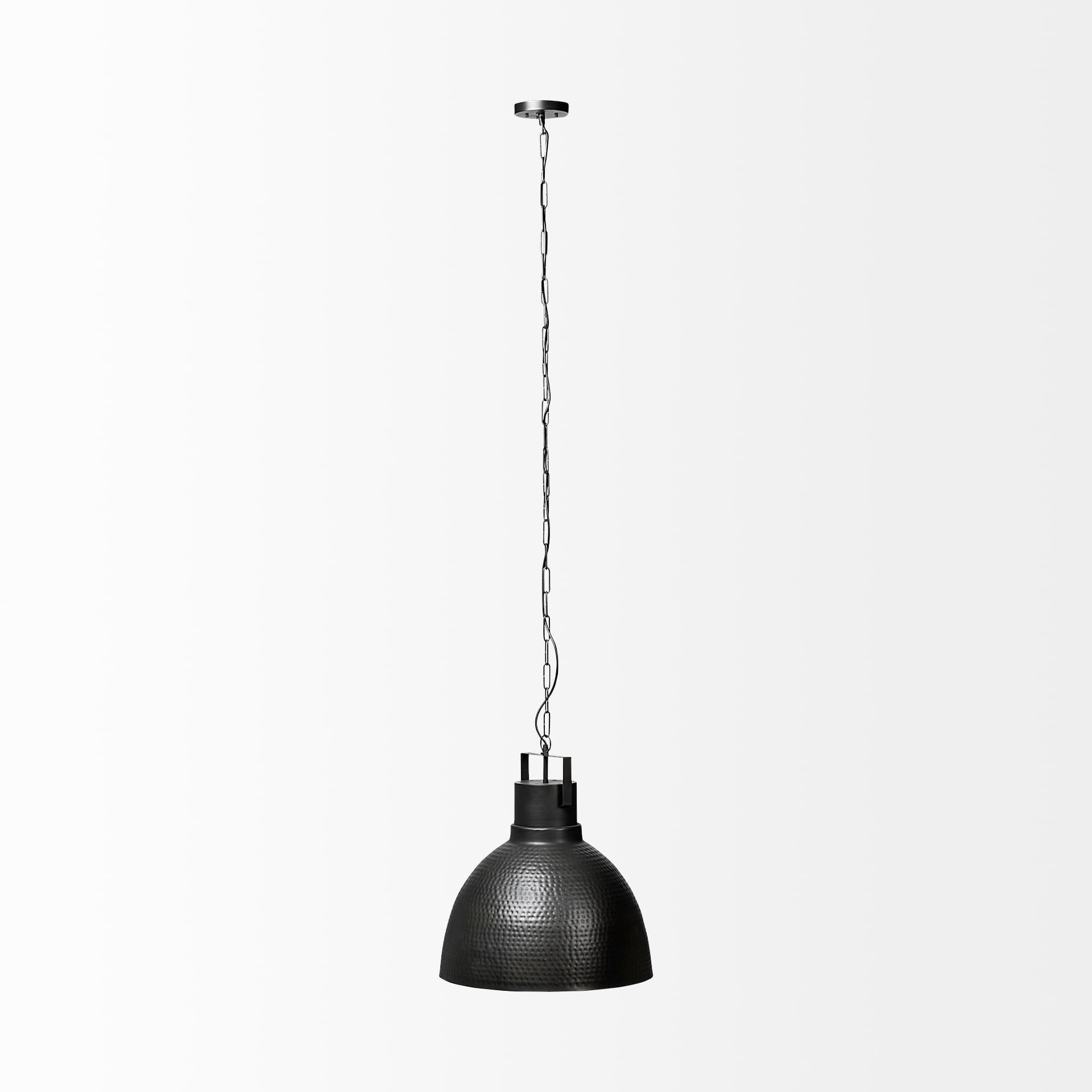 Minerva 19x22 Metallic Gray Hammered Detail Pendant Light — product photograph