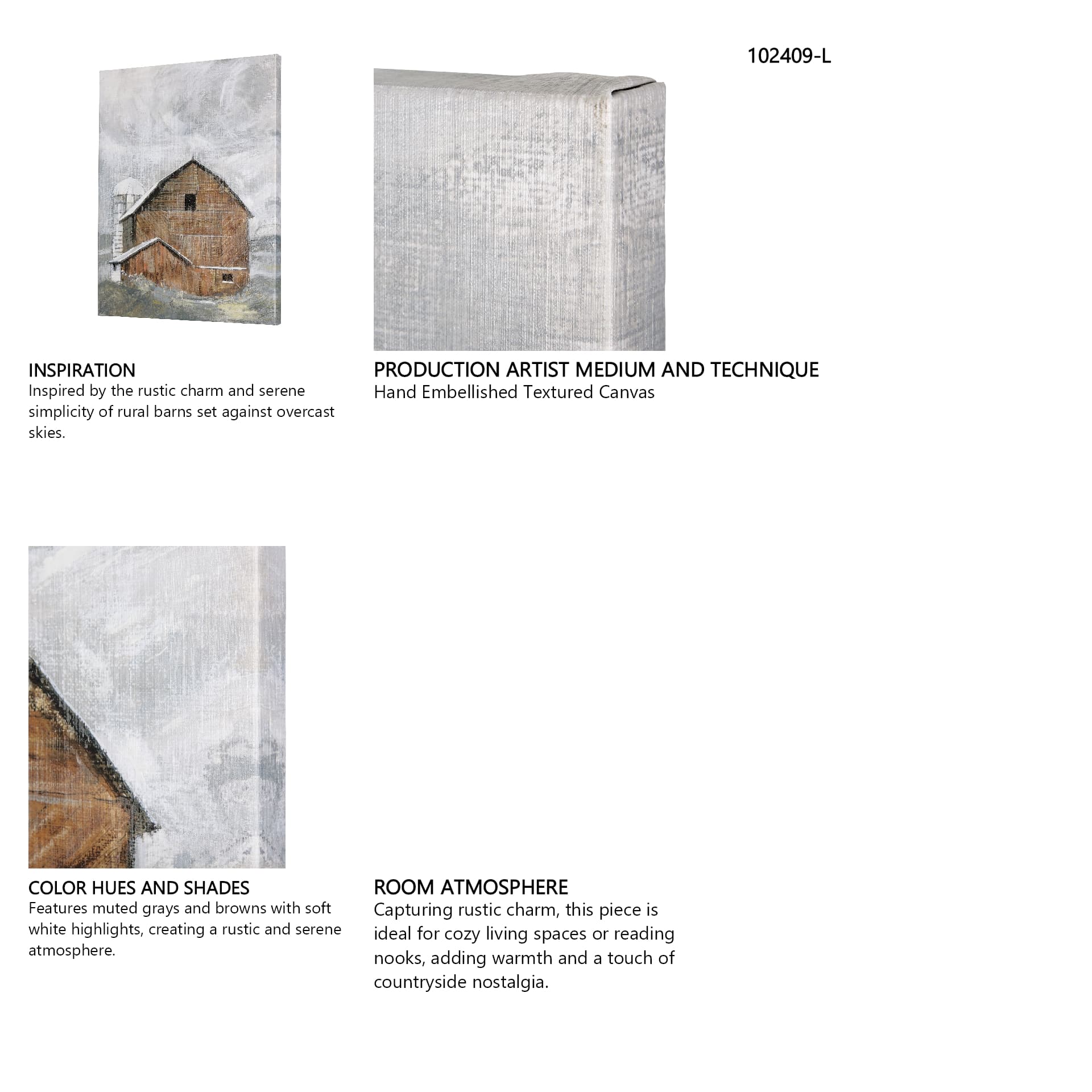 Old Barn I by Mercana Studio a Hand Embellished Textured Canvas — in a styled room