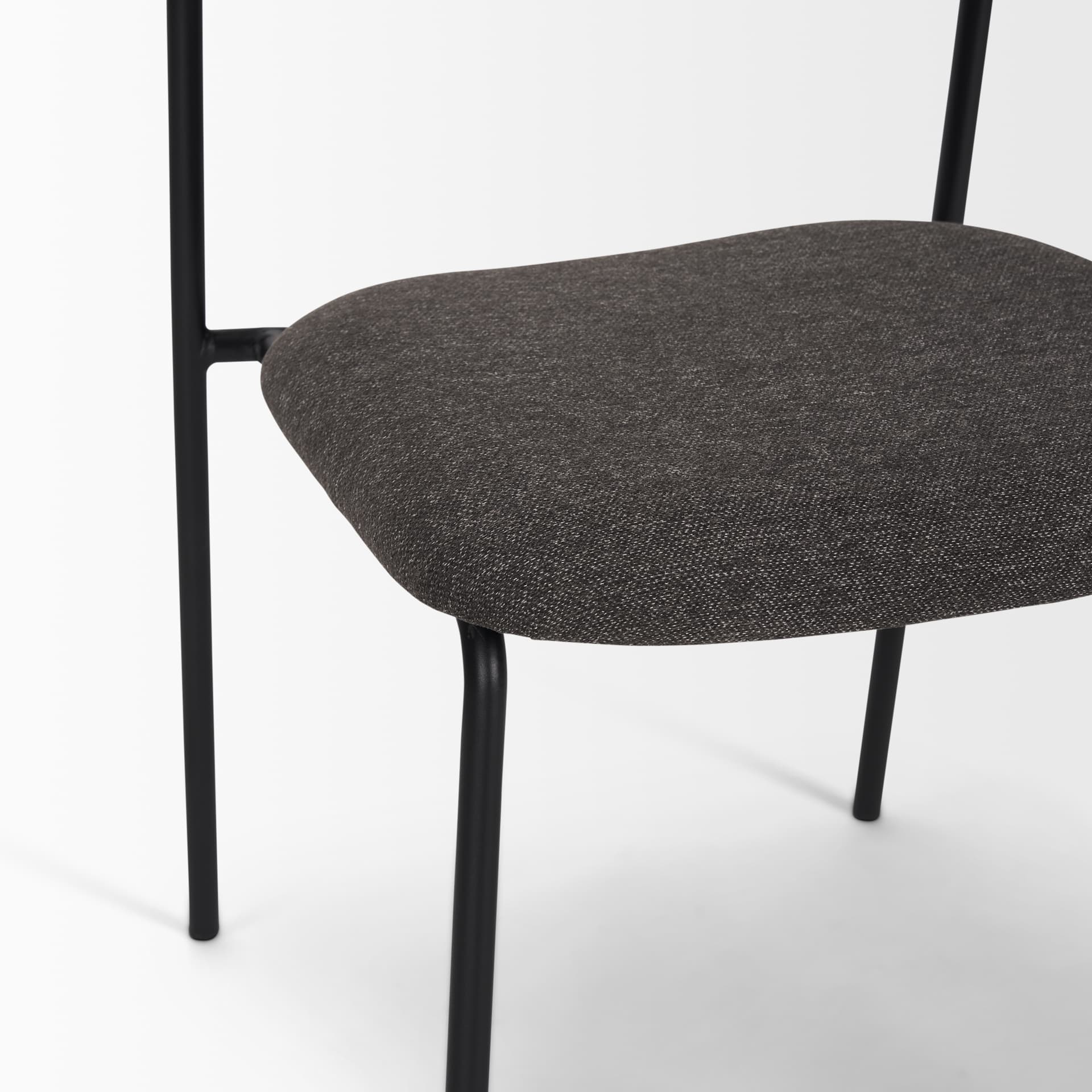 Corey Contoured Back Dining Side Chair | Gray Fabric w/ Metal — product photograph
