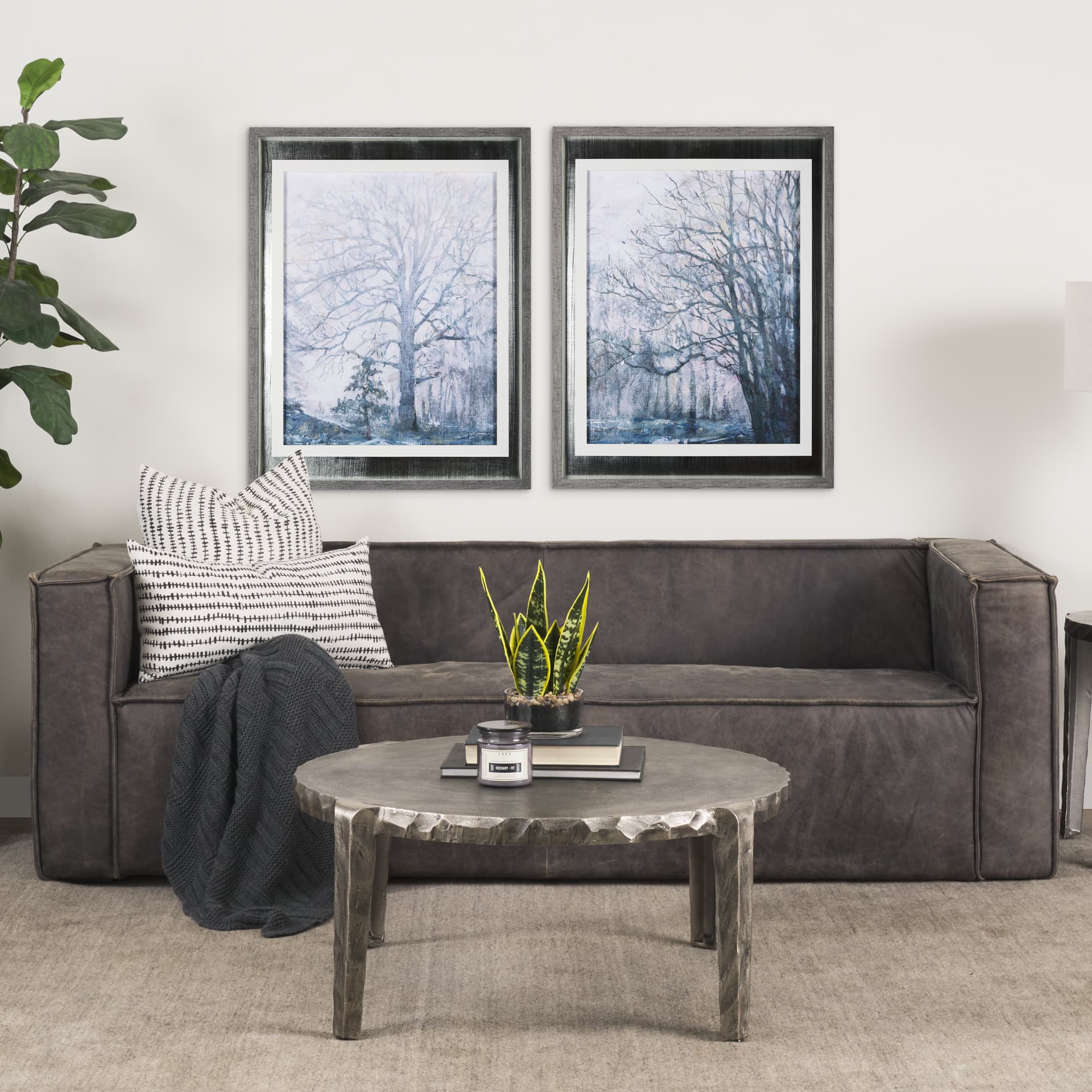 A Fresh Winter Morning II by Mercana Studio Hand Embellished Framed Art Print Matted under Glass — in a styled room