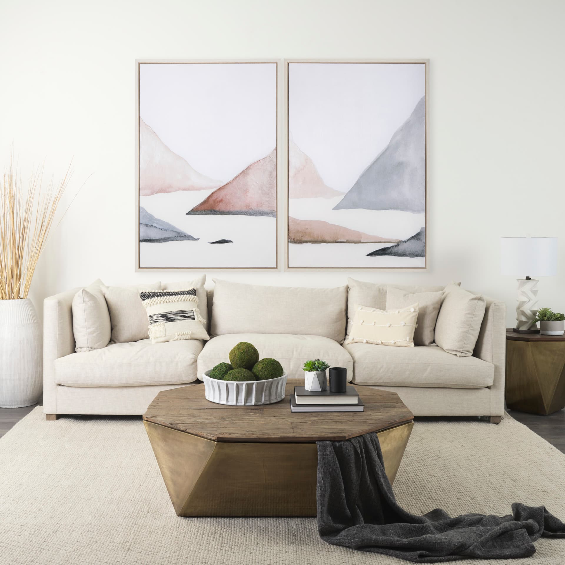 Sandy Land I by Mercana Studio a Hand Embellished Textured Framed Canvas — in a styled room