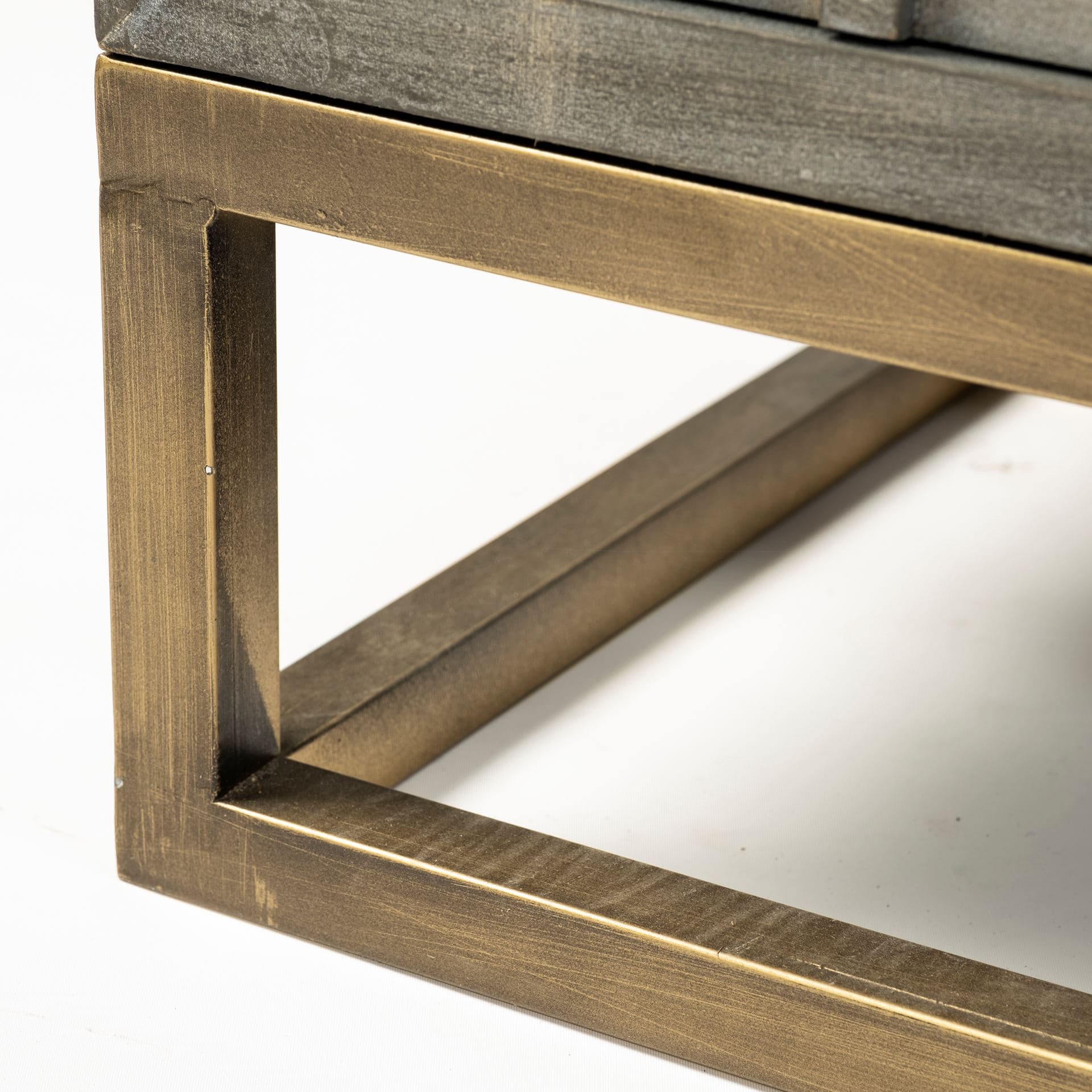 Genevieve II 70x15.8 Gray Fir Veneer W/Gold Metal Frame Base 9 Drawer Sideboard — product photograph