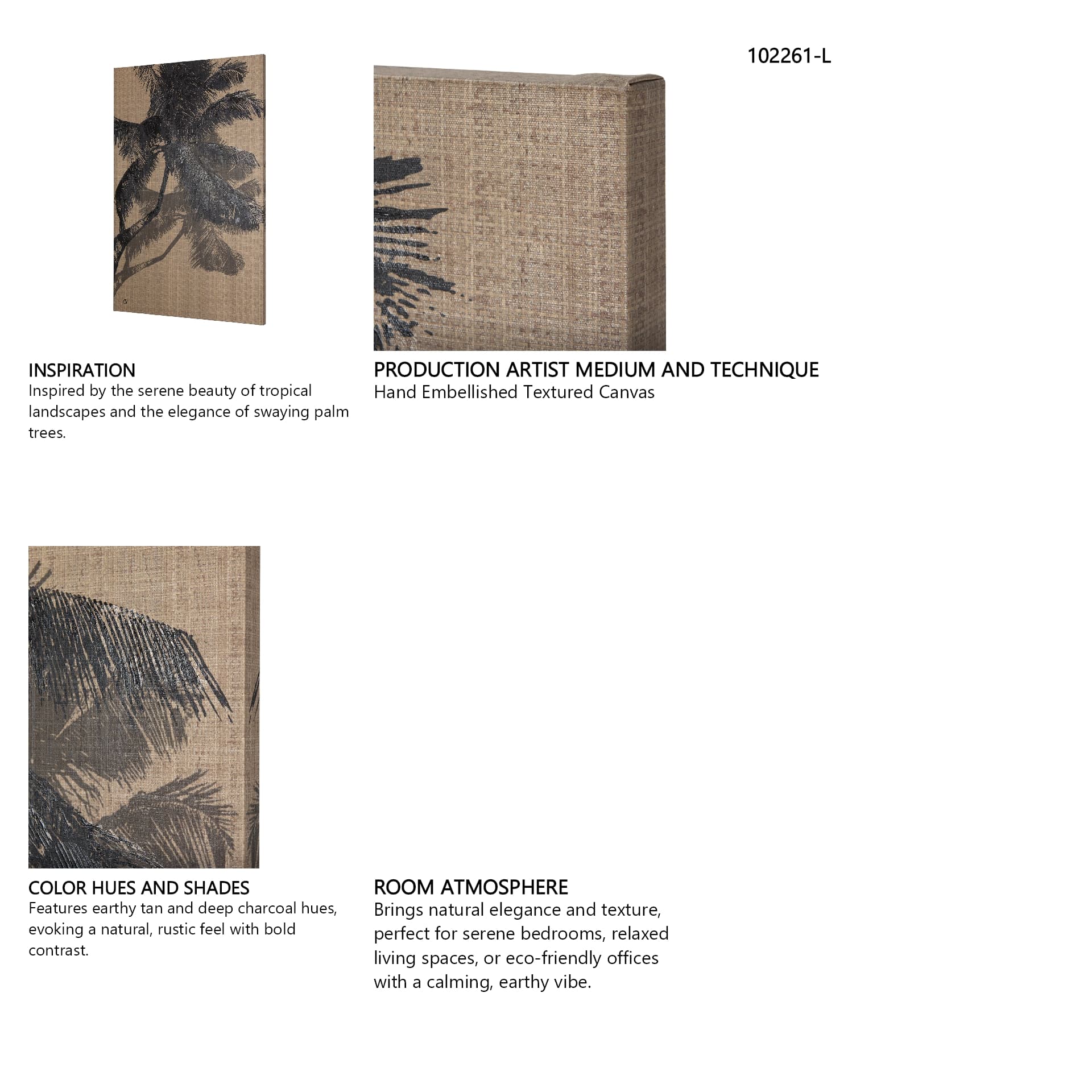 Palm Shadow II by Mercana Studio a Hand Embellished Textured Canvas — in a styled room