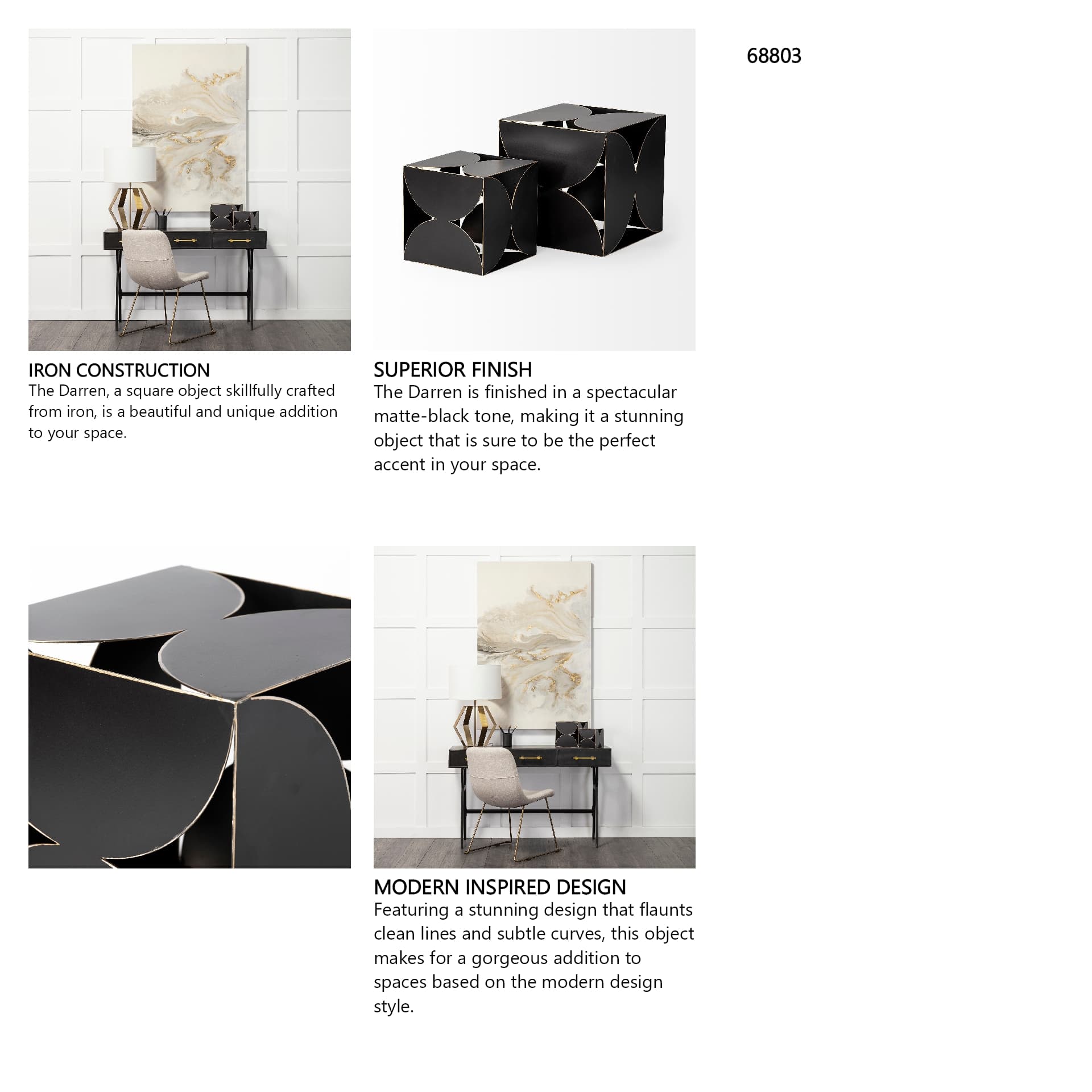 Darren (Large) 8L x 8W Black Metal Decorative Cube — in a styled room
