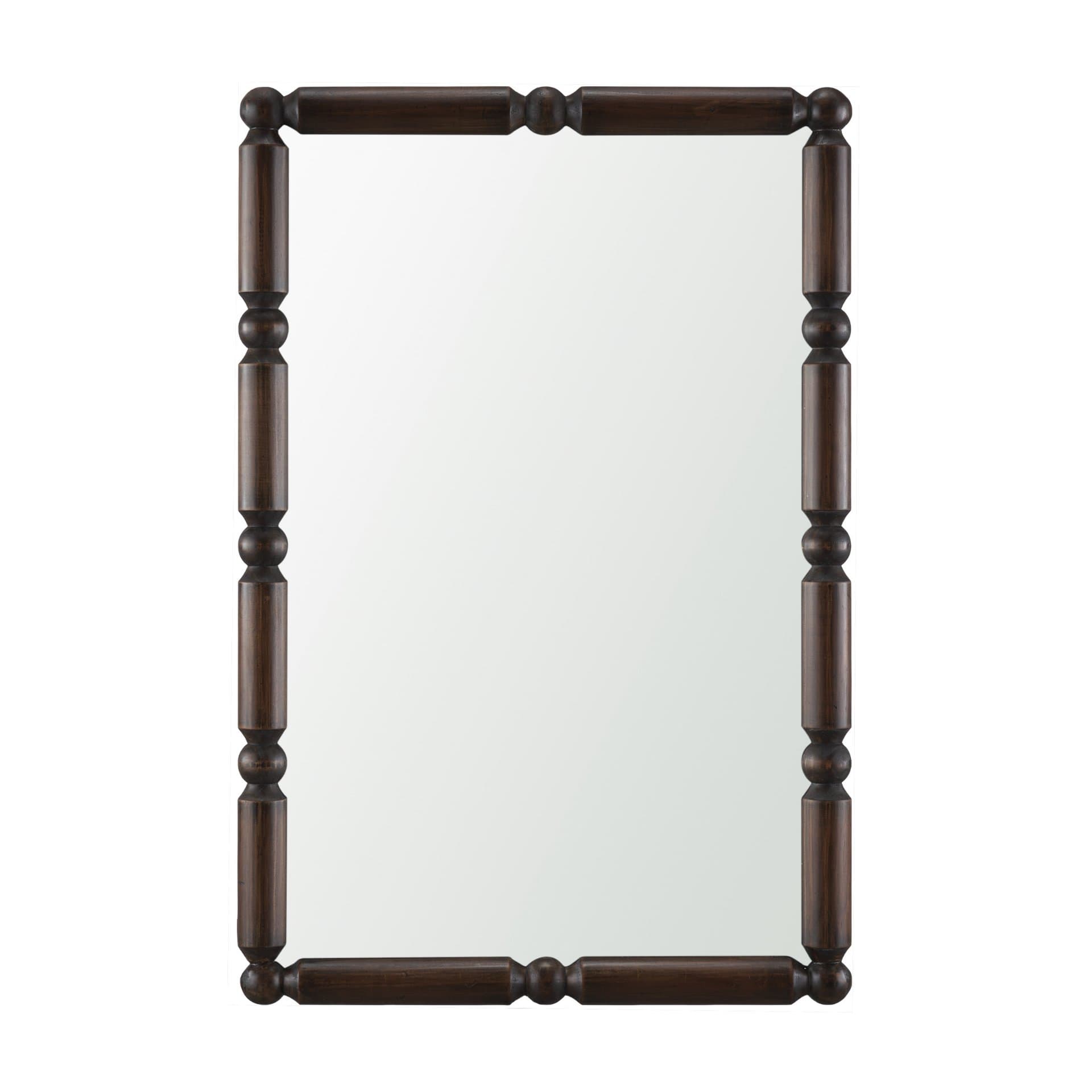 Lenora Heritage Spool Frame Wall Mirror | Dark Brown Wood — product photograph