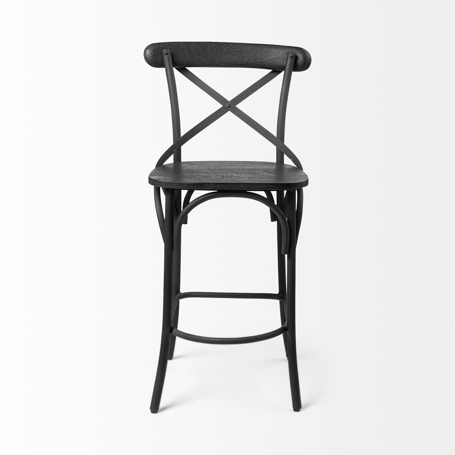 Etienne Low Back 26.25in Seat Counter Stool | Black Wood w/ Metal — product photograph