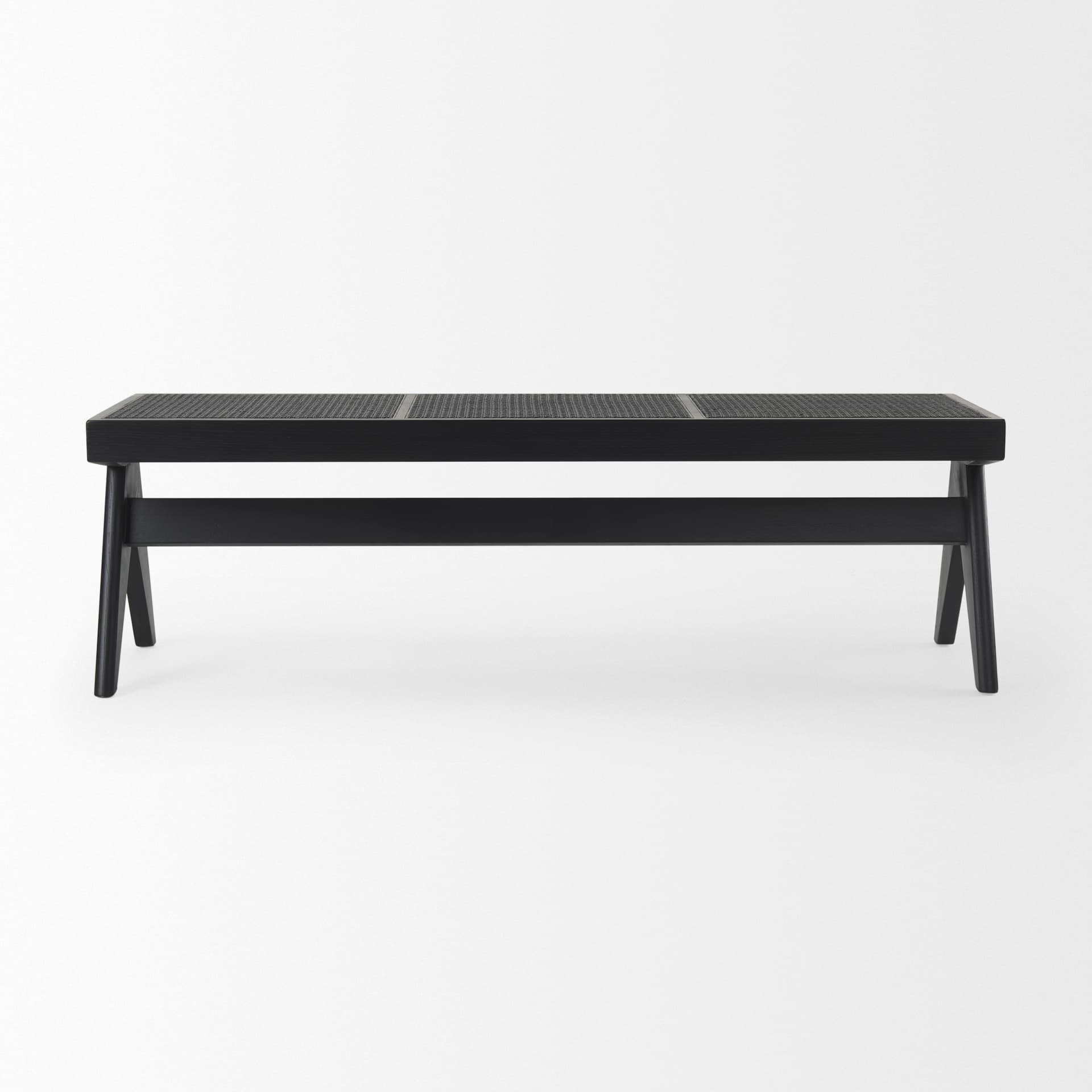Arvin 59.1L x 17.7W x 18.1H Black Wooden Bench — product photograph