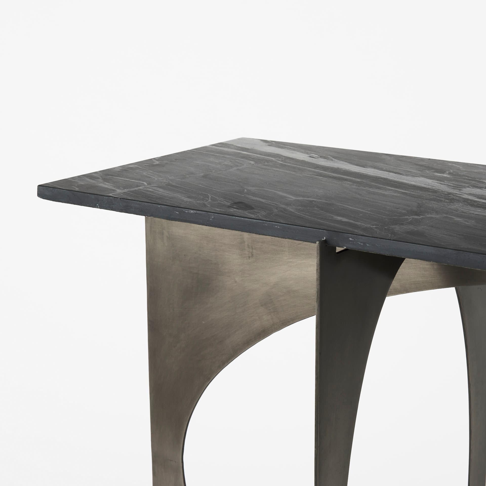 Reinhold IV Black Marble Top Iron Console Table — product photograph