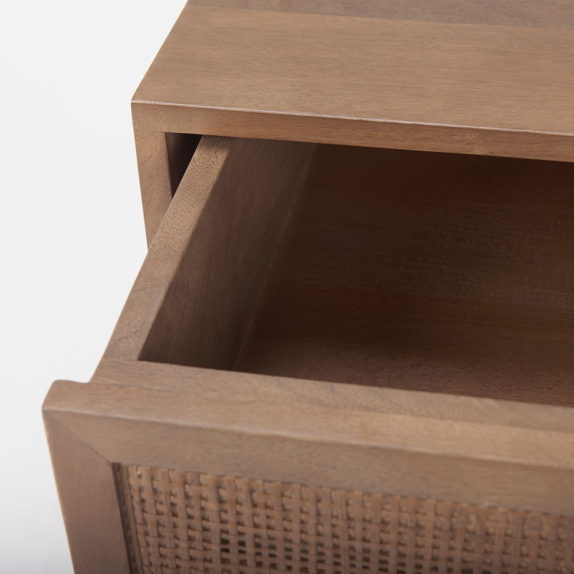 Grier Medium Brown Wood w/ Cane End Table — product photograph