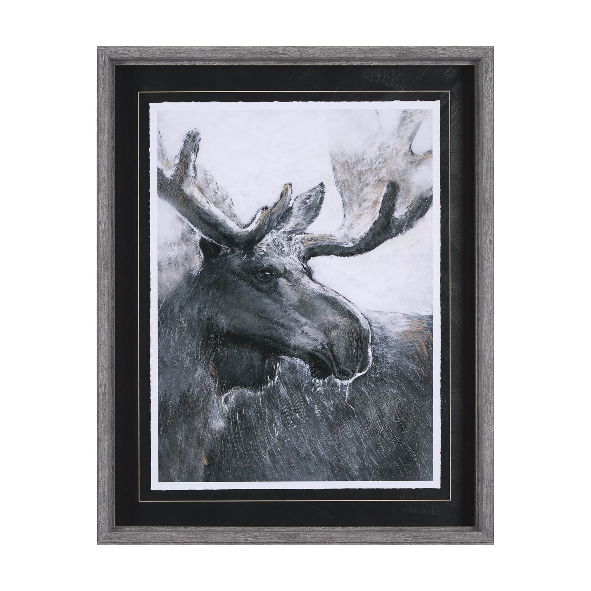 Animal Portrait I (Moose) by Mercana Studio Hand Embellished Framed Art Print Matted under Glass — product photograph
