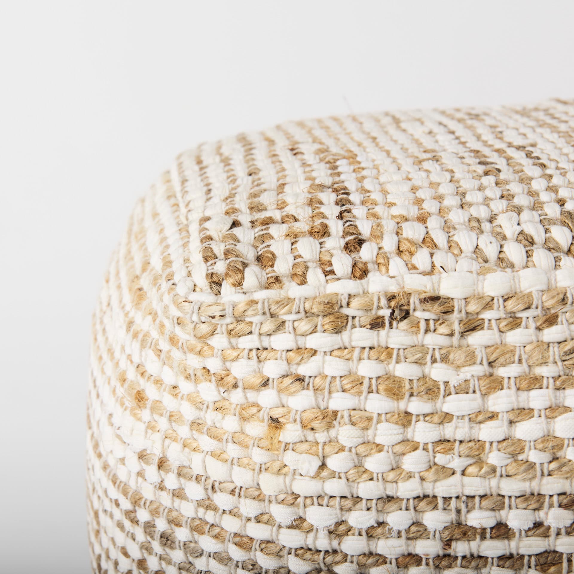 Ekani 16.0L x 16.0W x 16.0H Cream/Beige Cotton Pouf — product photograph