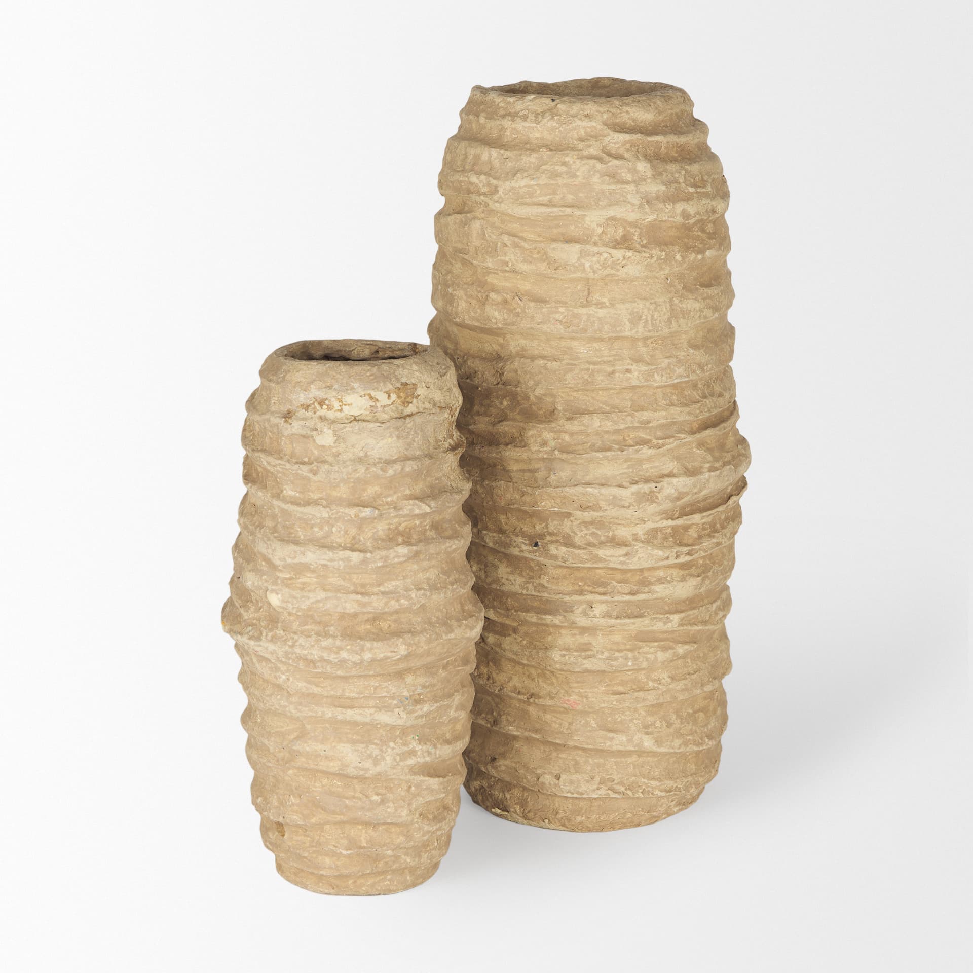 Kamli Small Beige Paper Mache Vase — product photograph