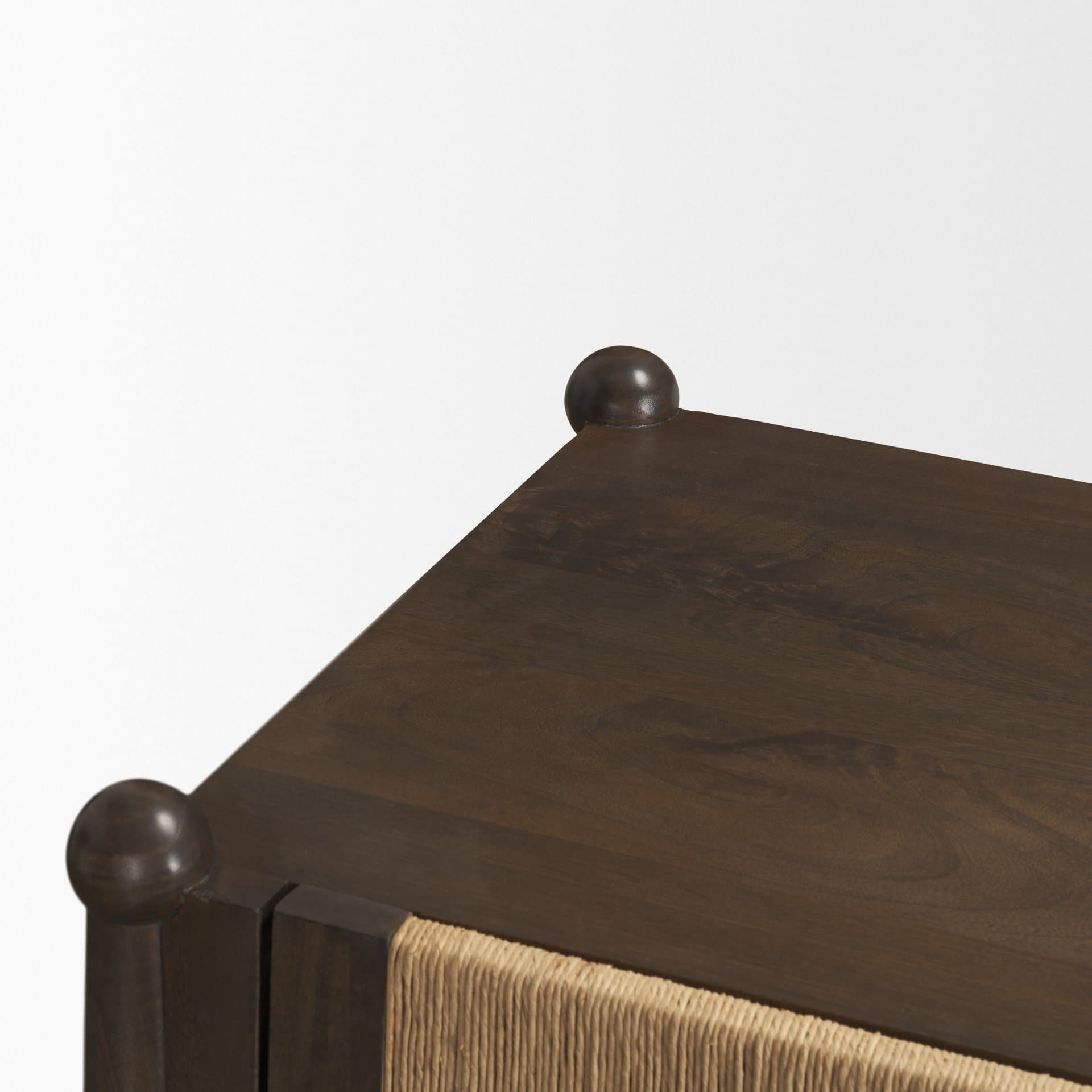 Bondi 85" Dark Brown Wood w/ Paper Rope 4 Door Closed Sideboard — product photograph