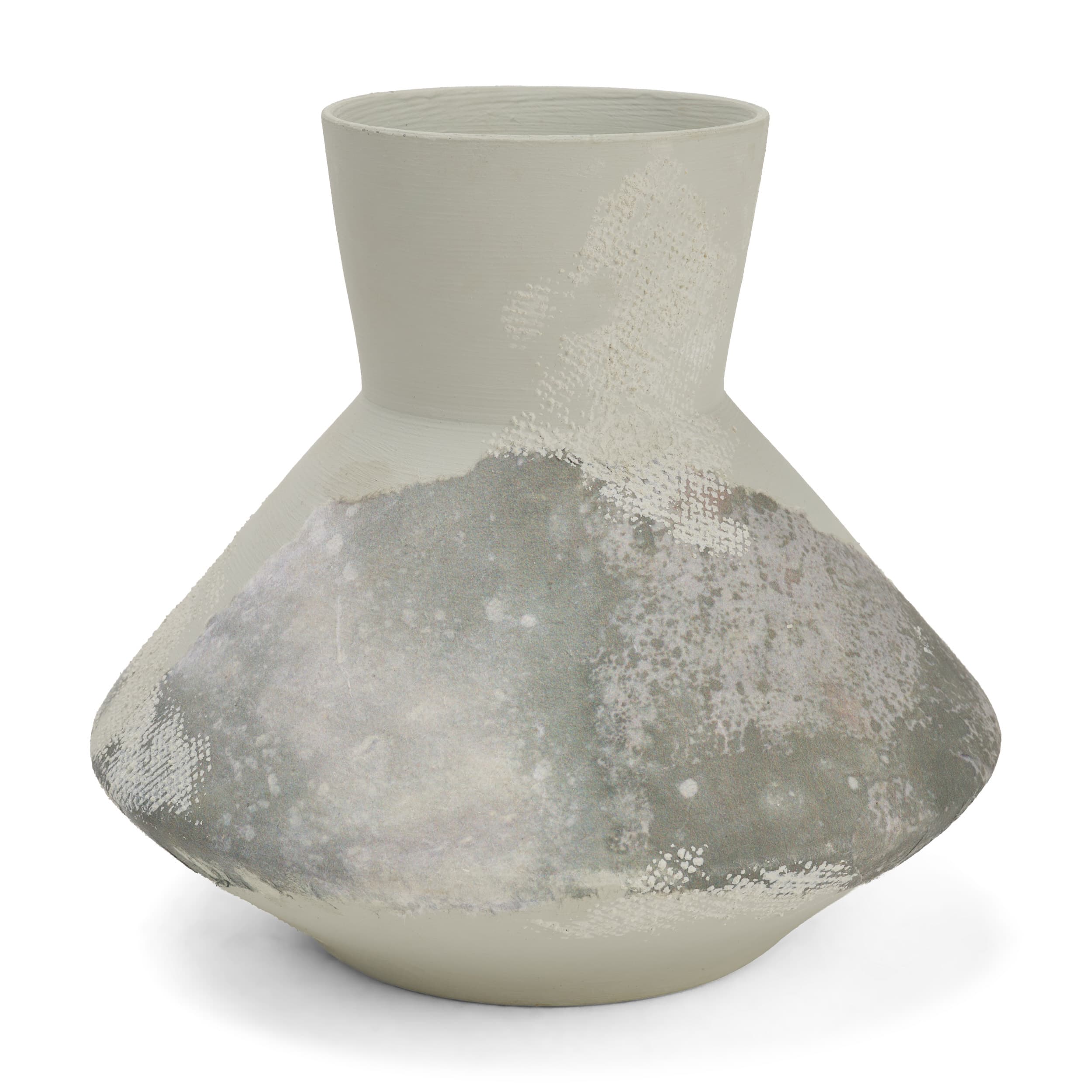 Velo 8.1H White w/Green Hand-Painted Terracotta Decorative Vase — product photograph