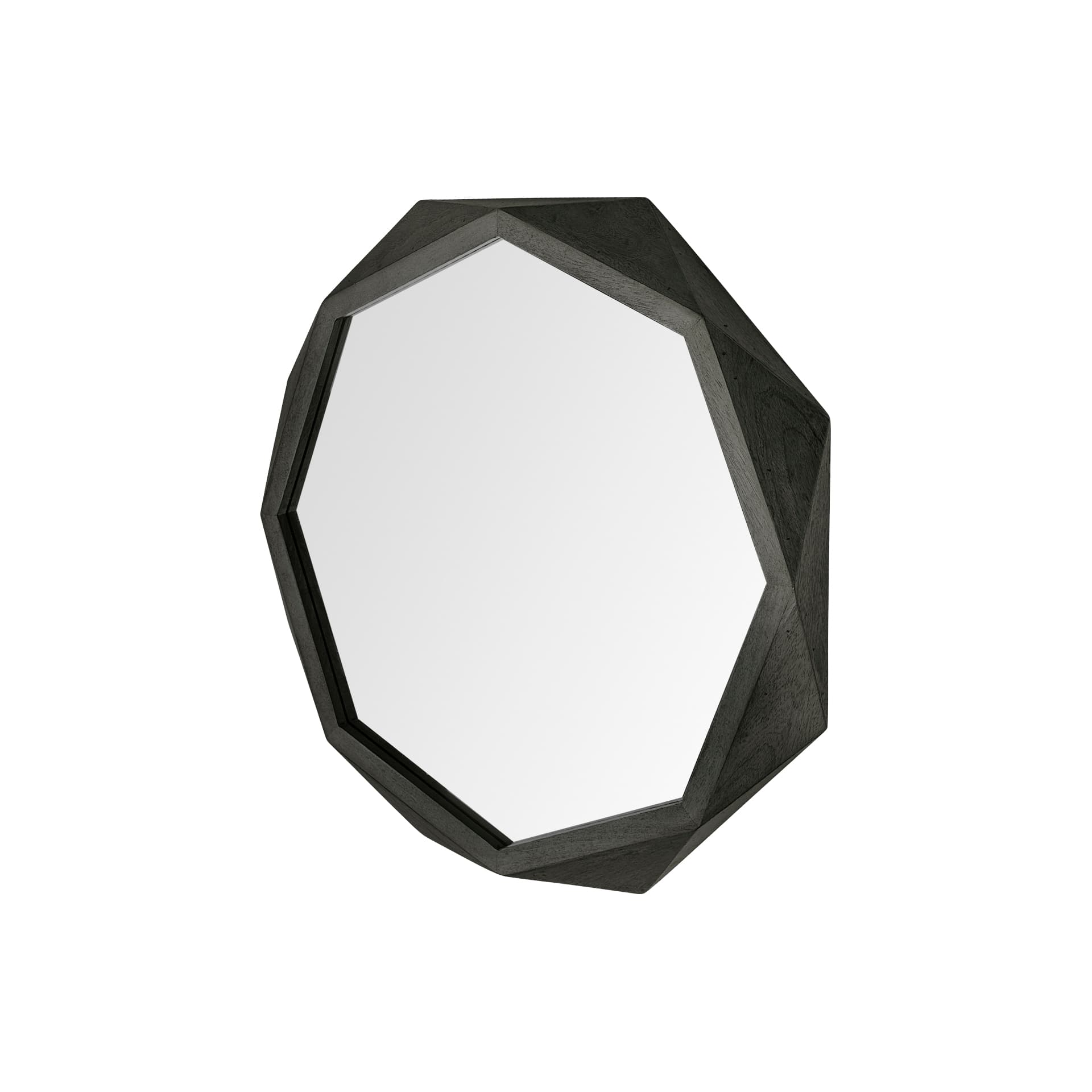 Aramis I 32" Octagon Black Wood Frame Wall Mirror — product photograph