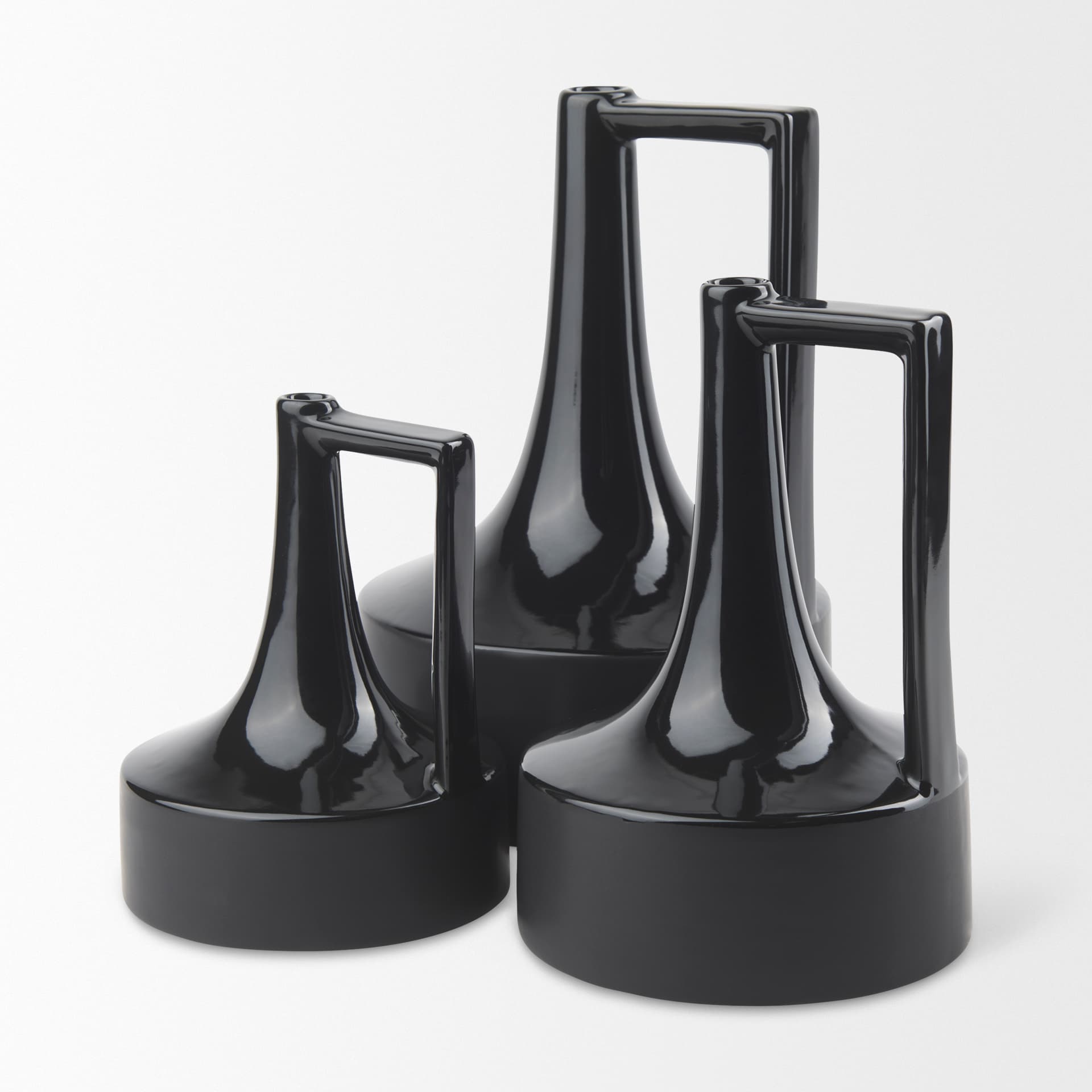 Burton 11.6H Medium Glossy and Matte Black Ceramic Jug Vase — product photograph