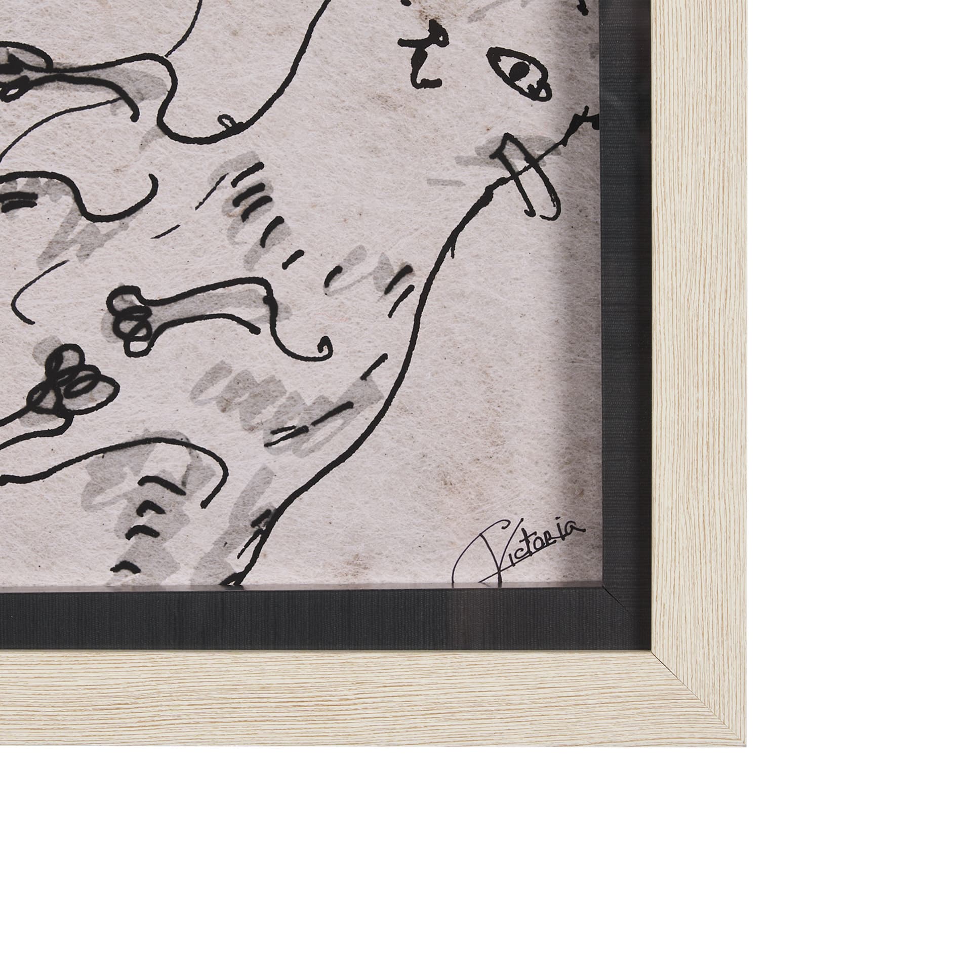 Cat Sketch by Mercana Studio a Hand Embellished Framed Art Print Matted under Glass — product photograph
