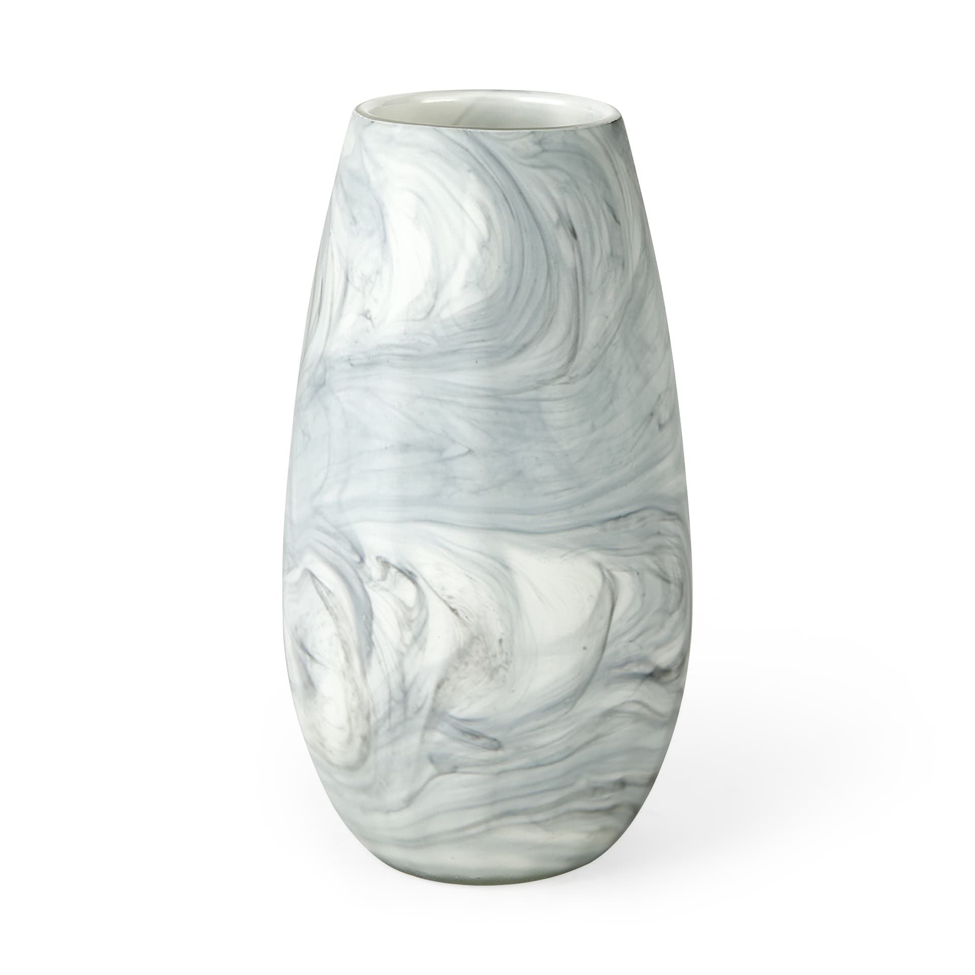 Volta II Tall White Gray Abstract Pattern Glass Vase — product photograph