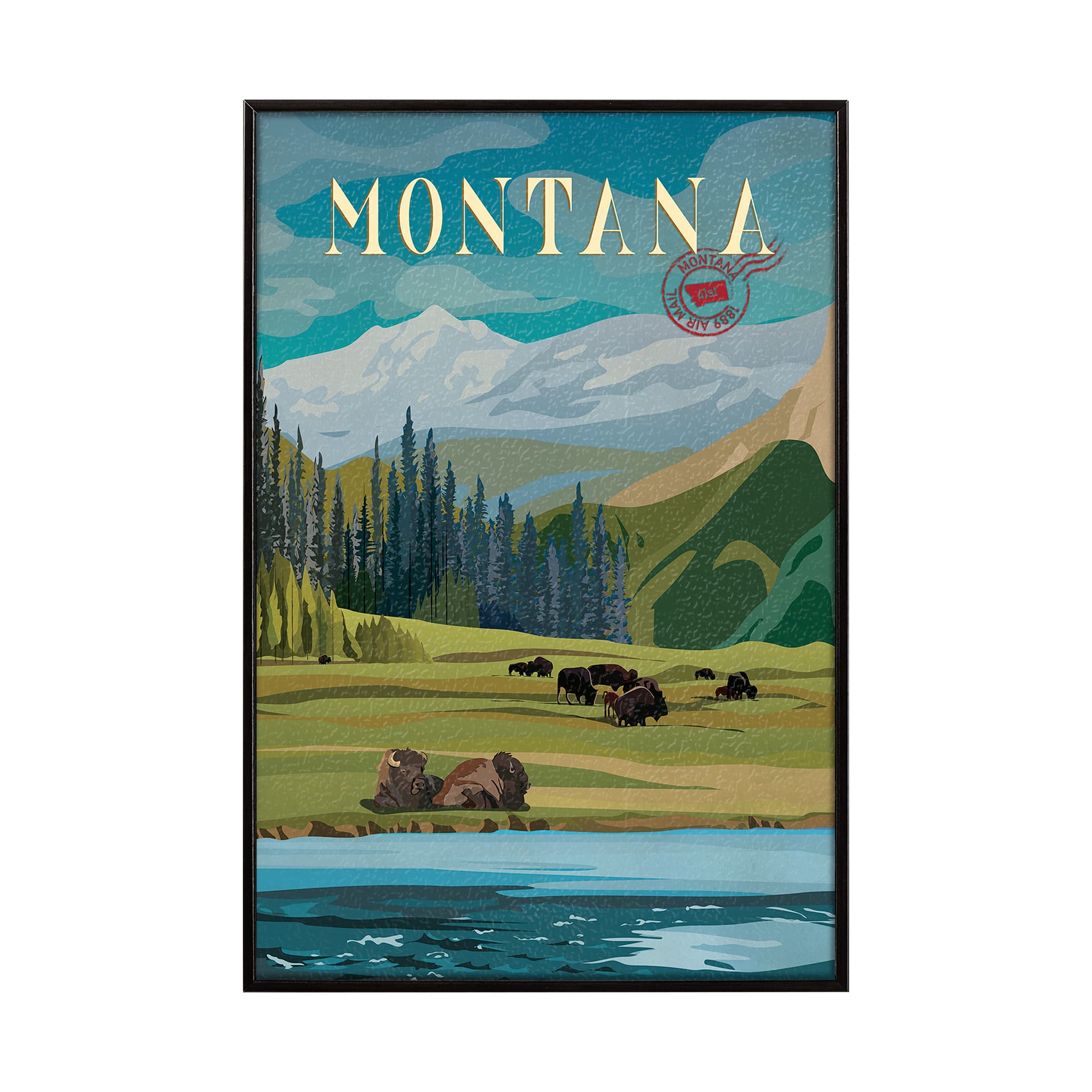 Montana Go USA (SM) by Mercana Studio a Hand Embellished Decograph Framed Art Print — product photograph