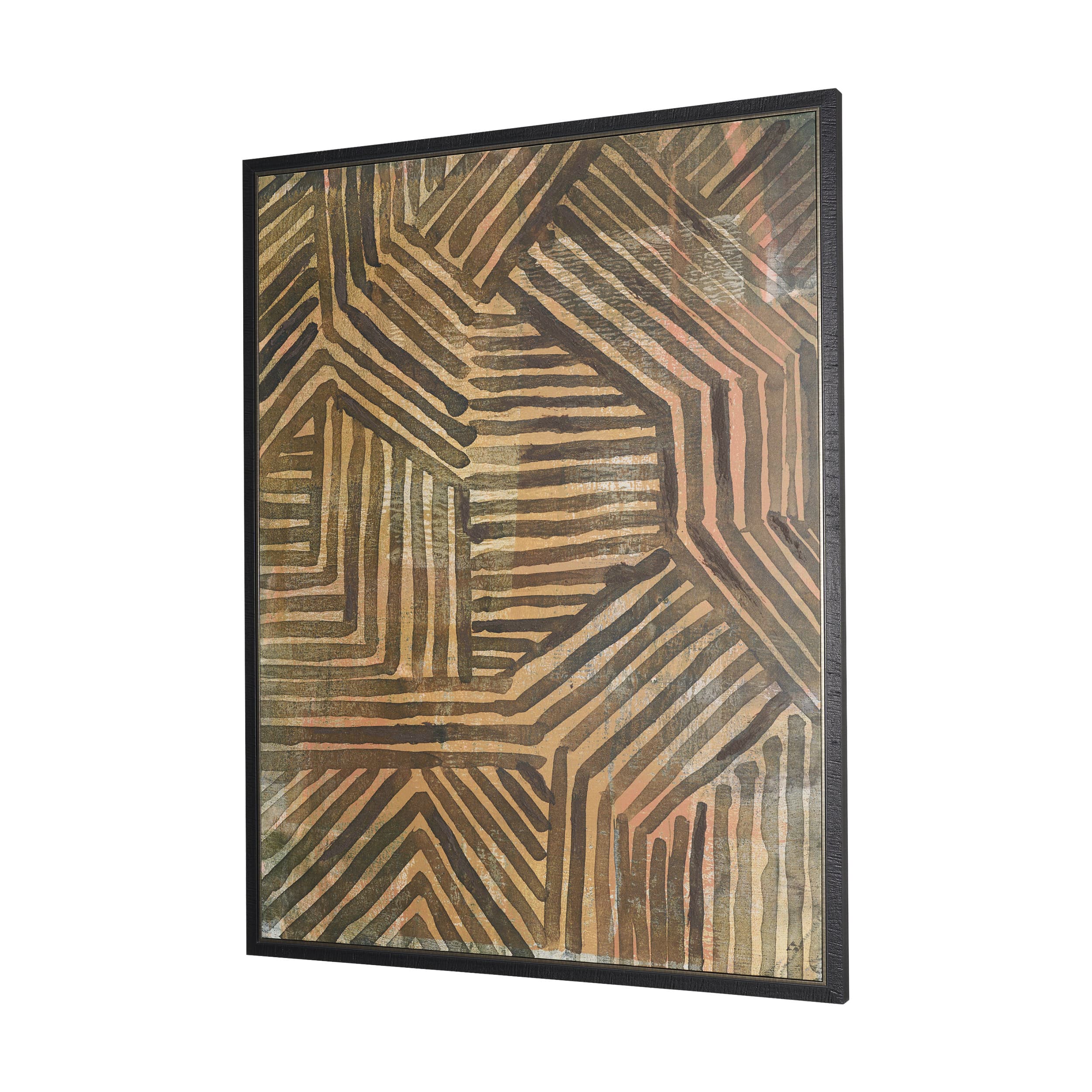 Bronze Geometry I by Mercana Studio Hand-Embellished Textured Framed Canvas Artwork — product photograph
