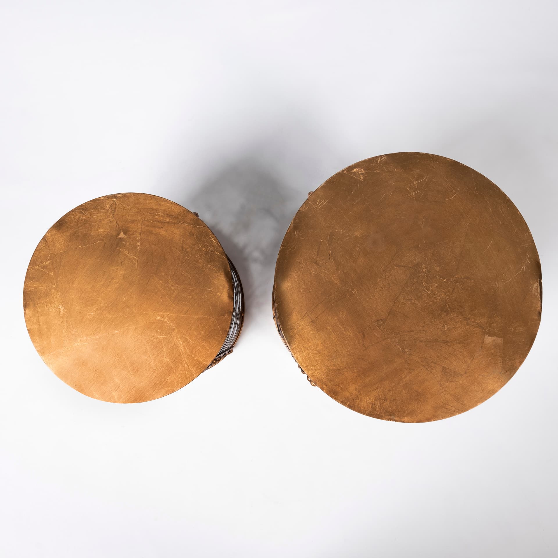 Rudebekia (Set of 2) 16L x 16W Gold Round Metal Accent Tables — product photograph